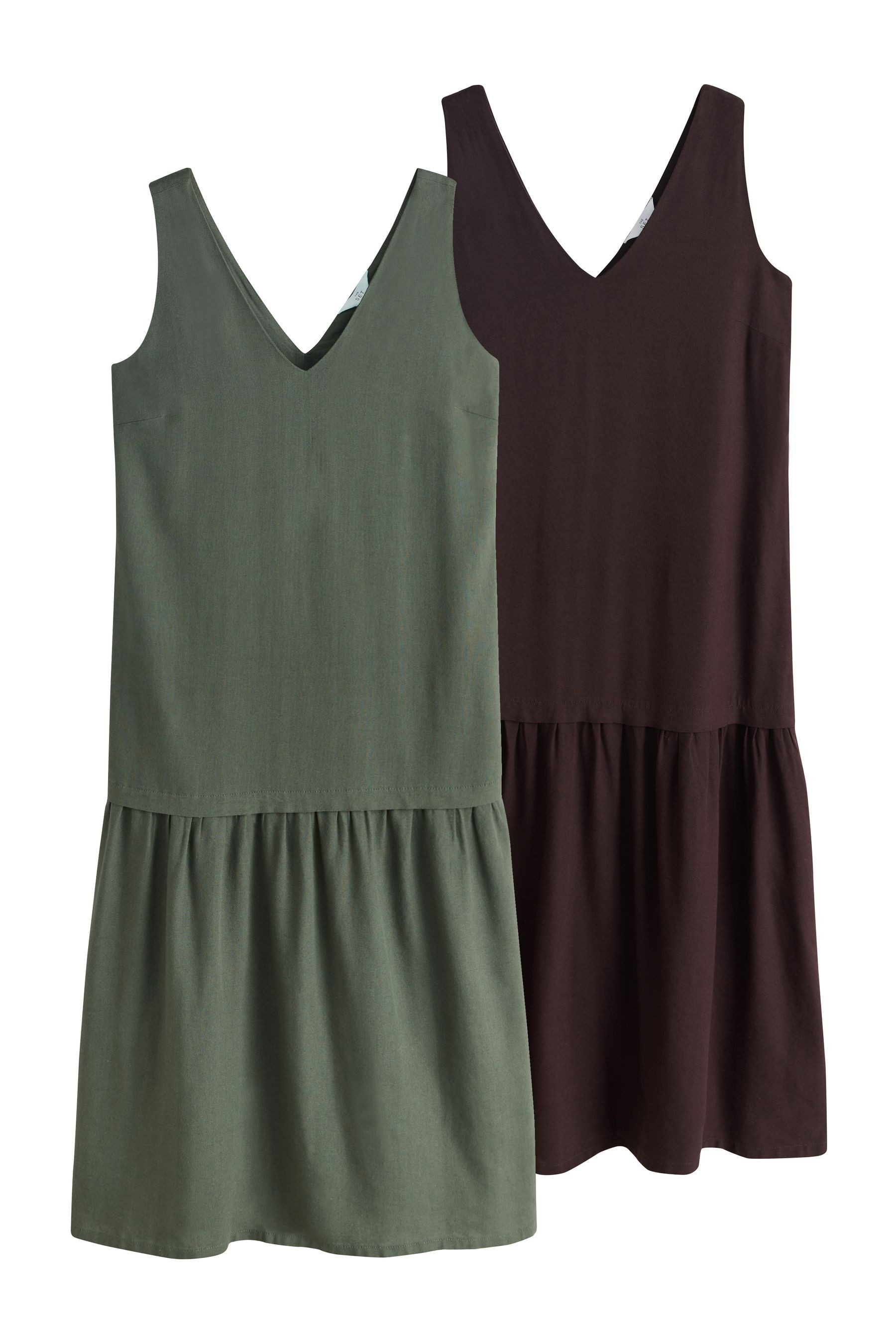 The Set Midikleid The Set Midikleid mit V-Ausschnitt, 2er-Pack (2-tlg)