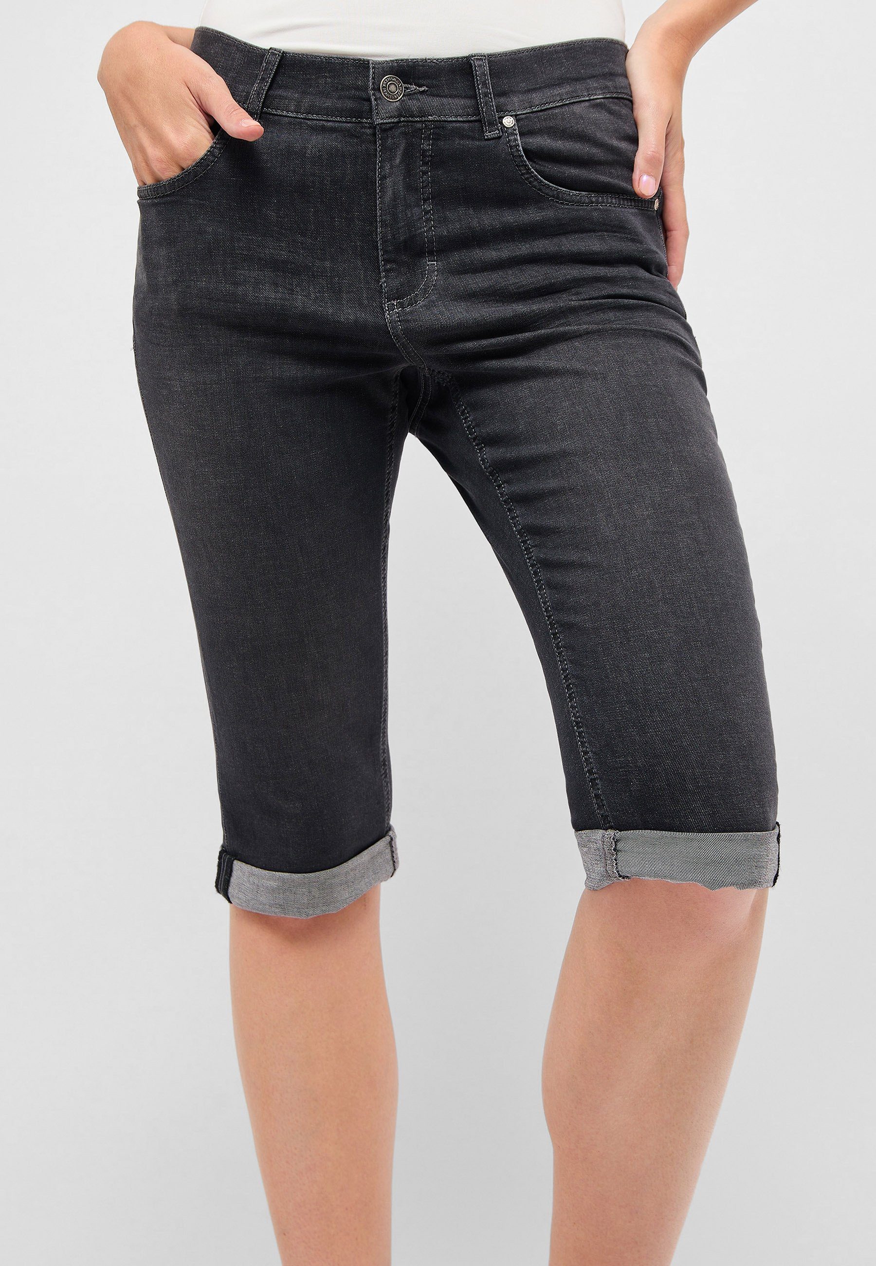 ANGELS 5-Pocket-Jeans Jeans Capri TU mit Used-Look mit Label-Applikationen anthrazit | Slim-Fit Jeans