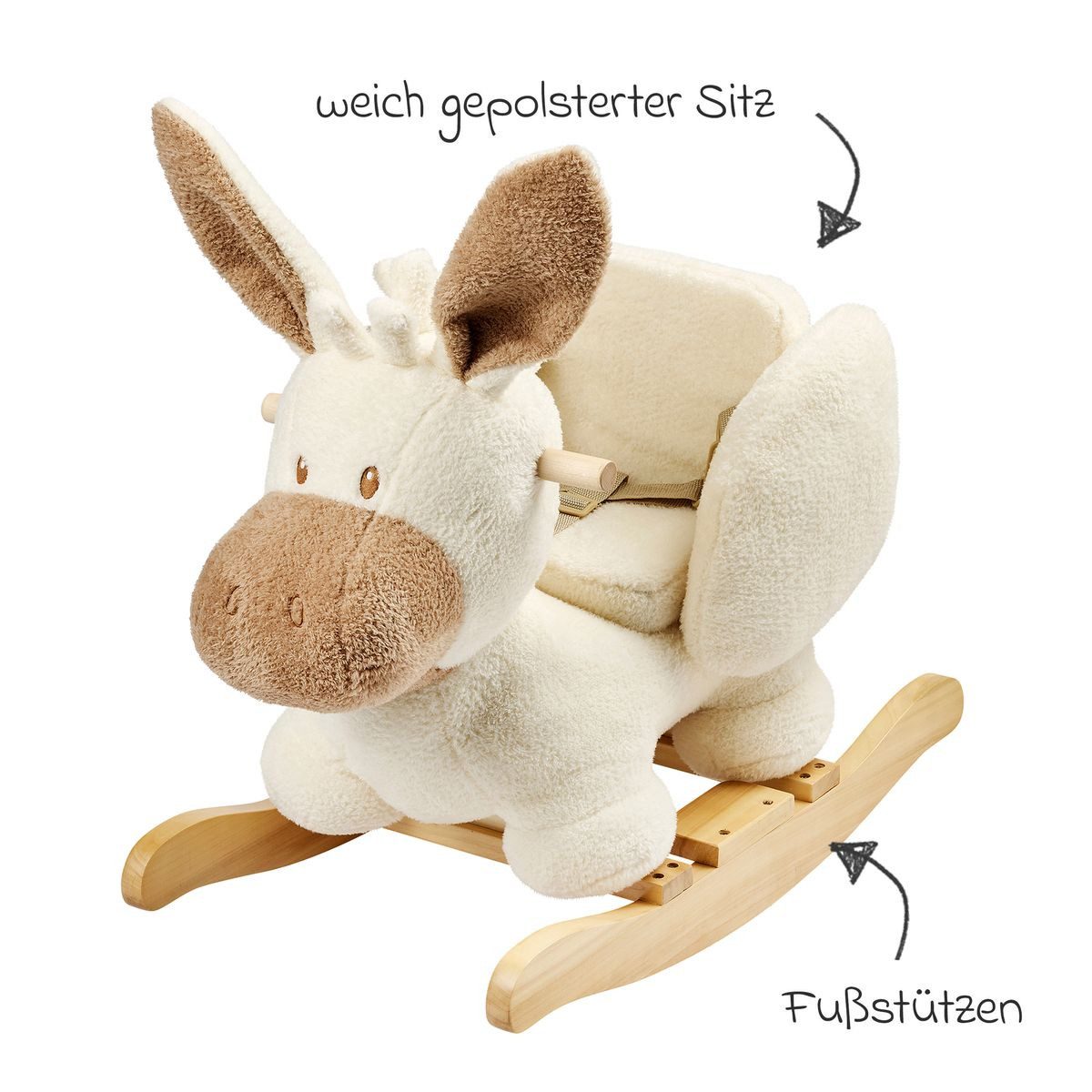 Nattou Steckenpferd Esel - Ecru, ab 10 Monaten inkl. Sicherheitsgurt
