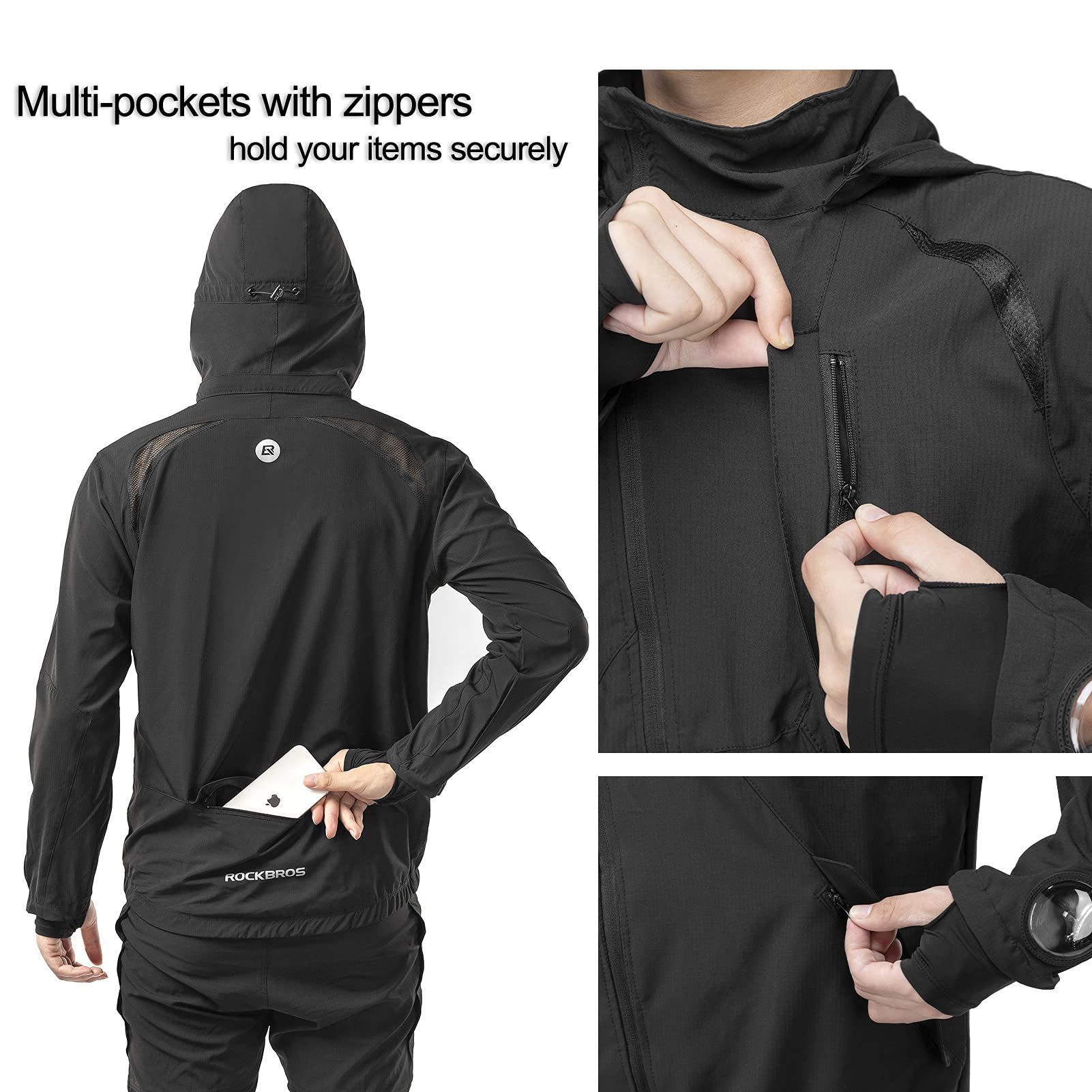 ROCKBROS Fahrradjacke Herren Radsport-Anzüge Langarm Jacke + Hose (mit Sitzpolster) Atmungsaktiv Sommer/Herbst Fahrradbekleidung Set M-4XL
