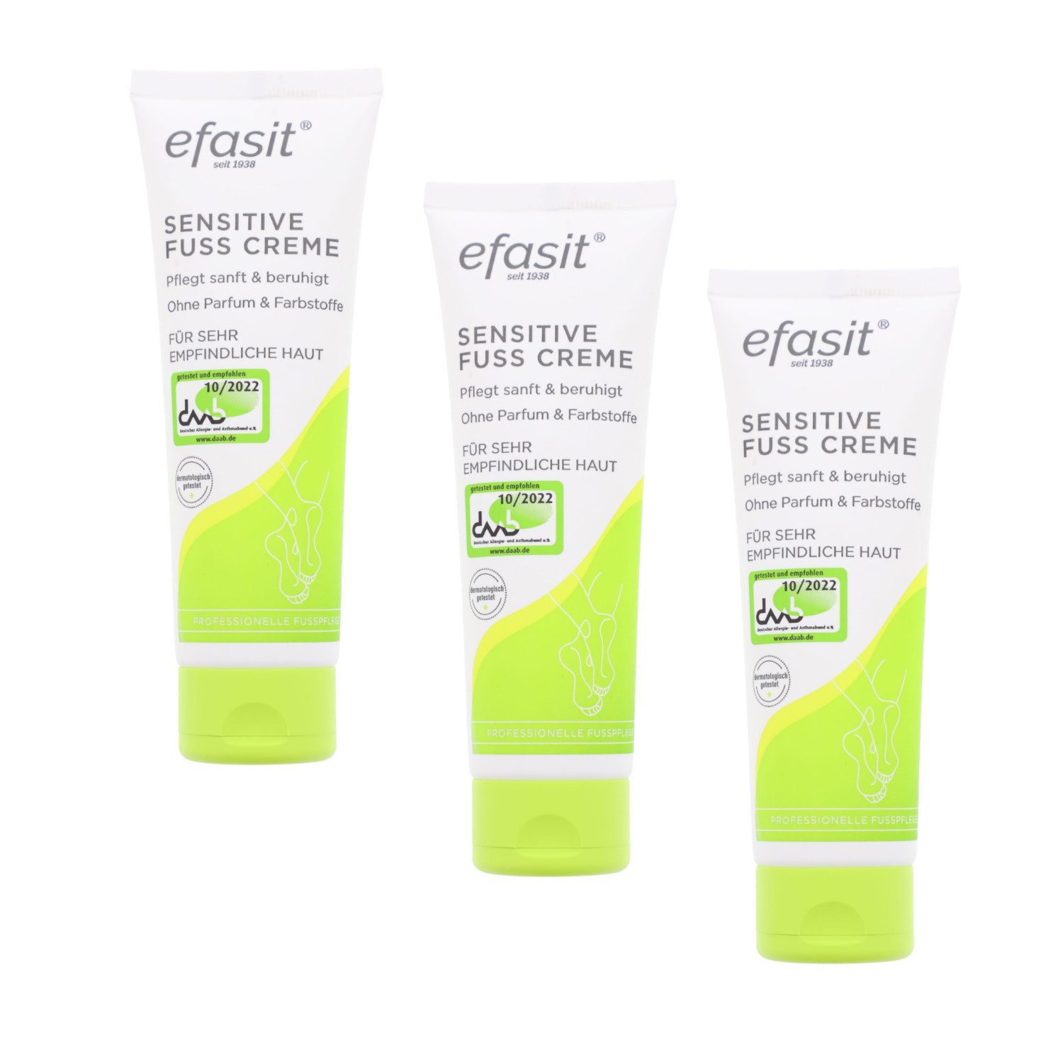 efasit Fußcreme 3x efasit Sensitive Fußcreme je 75ml Sehr Trockene & Empfindliche Haut