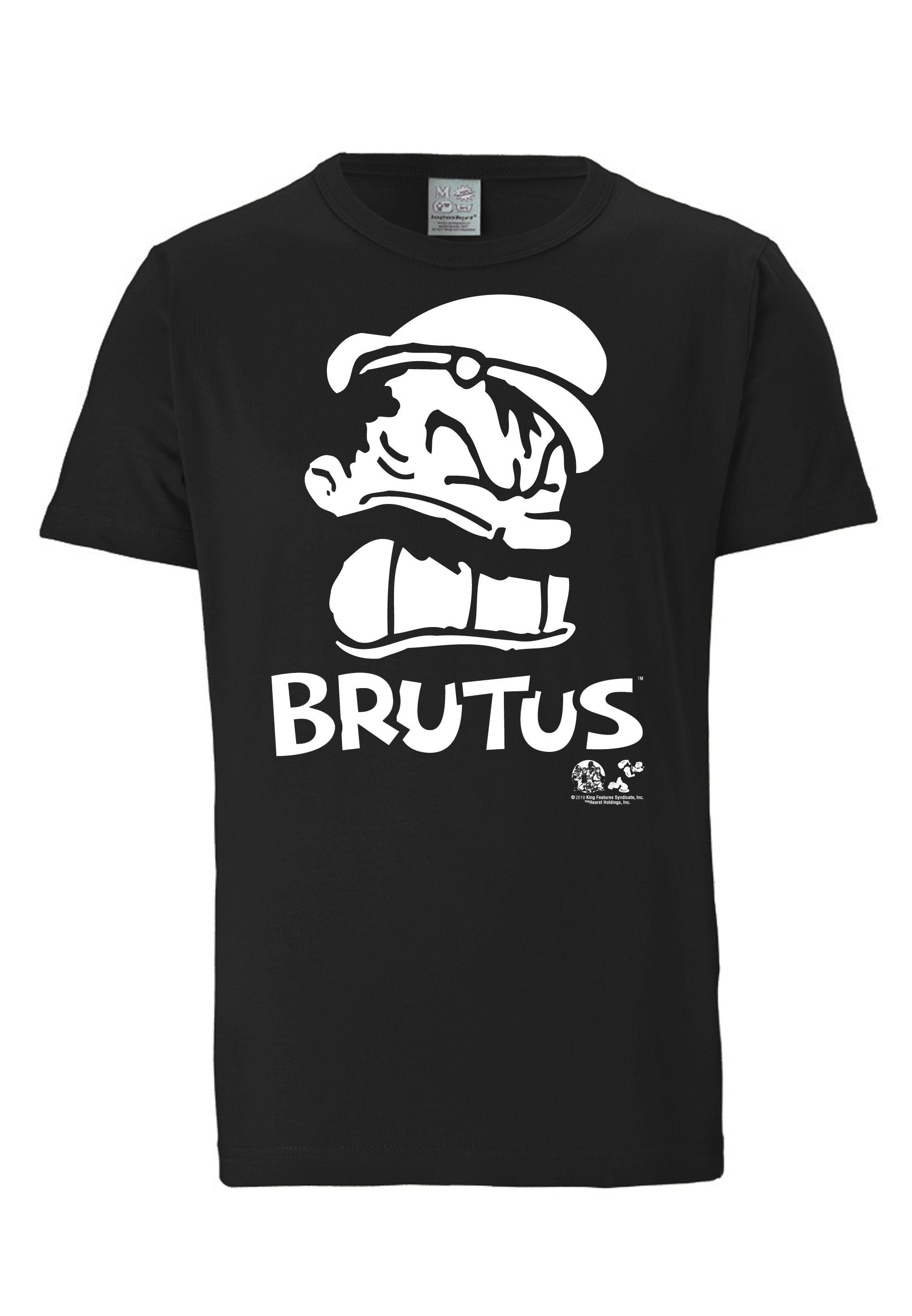Popeye LOGOSHIRT Portrait T-Shirt Brutus-Frontprint mit Brutus -