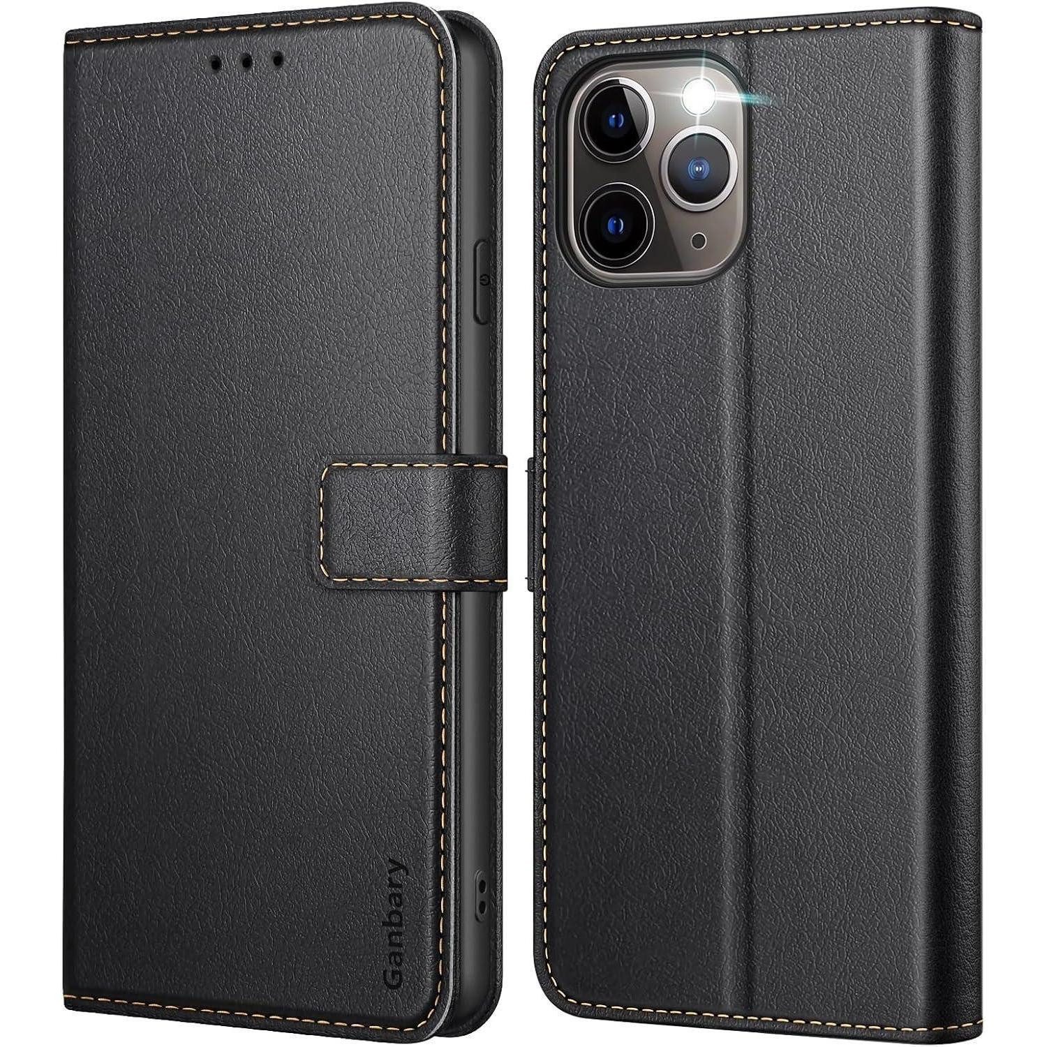 LuxusKollektion Handyhülle Handyhülle für iPhone 11 Pro Leder Klapphülle mit Kartenschlitzen und