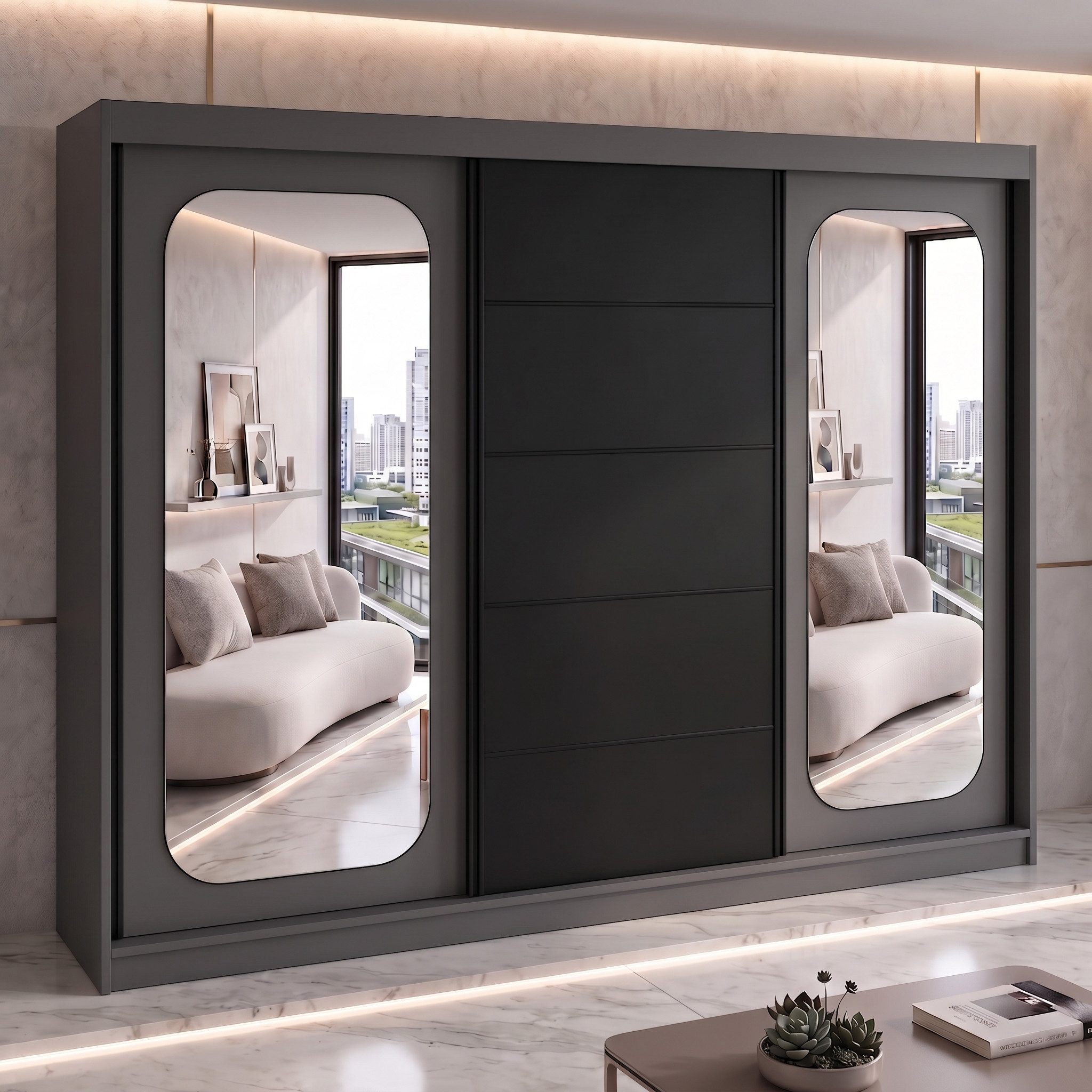 A&J MöbelLand GmbH Schiebetürenschrank BELANO – Moderner Kleiderschrank mit Schiebetüren (Die perfekte Kombination aus modernem Design, hoher Funktionalität und – Bild 2 von 5