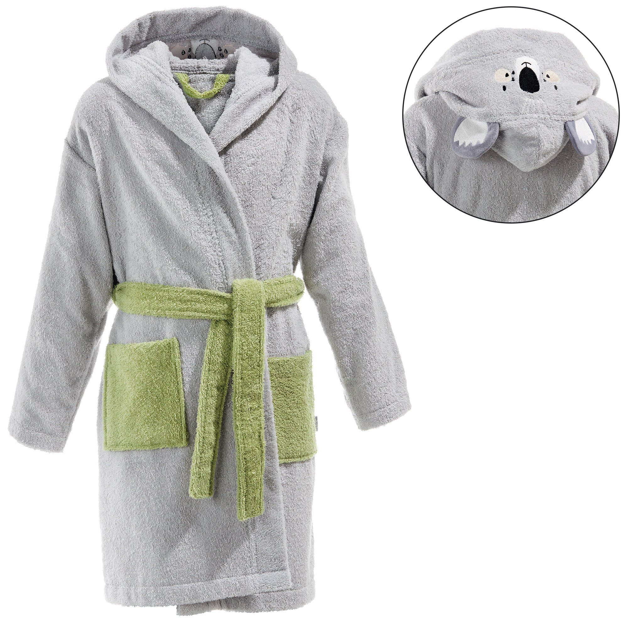 Erwin Müller Kinderbademantel Kinder-Bademantel "Koala" mit Kapuze, Rückenlänge: 71 cm, Frottier, mit Kapuze/mit Aufsatztasche:, default, Walk-Frottier Tiermotiv