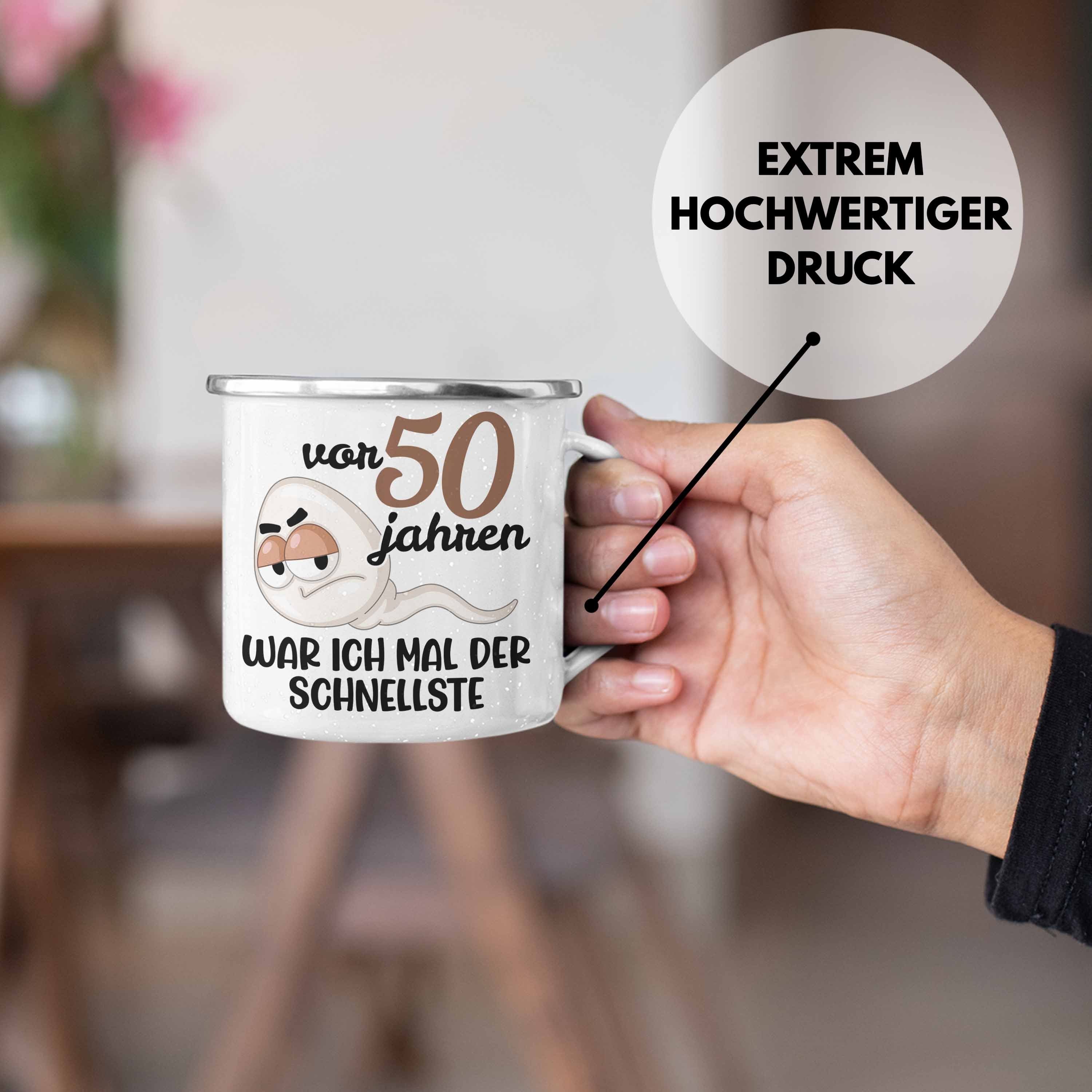 Trendation Thermotasse Trendation - 50. Geburtstag Emaille Tasse Mann Geschenk 50er Geschenk