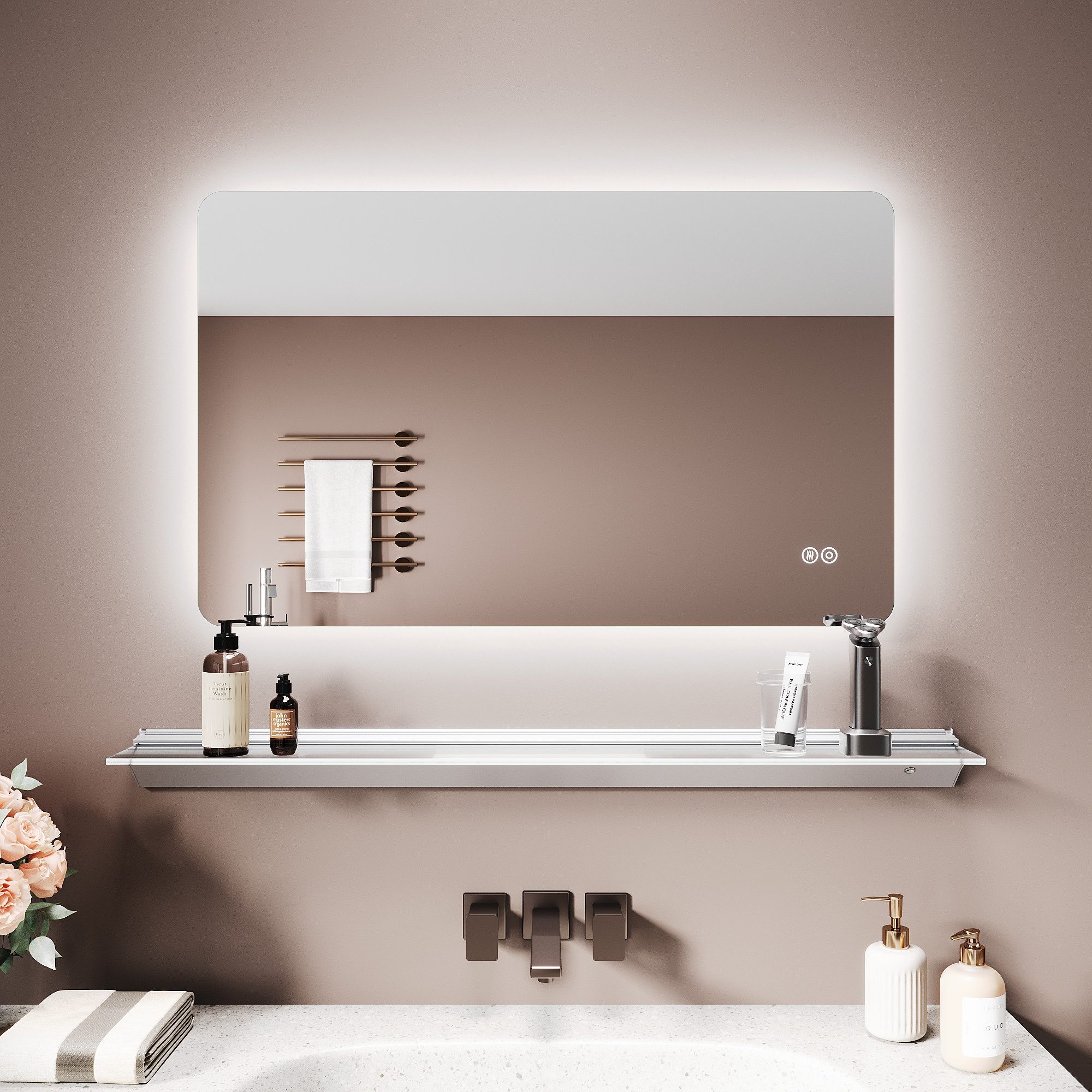 SONNI Wandregal LED-Wandregal mit Beleuchtung & Sensor-3 Lichtfarben,50-100cm, Intelligente Sensorsteuerung mit dreifacher Farbtemperaturumschaltung