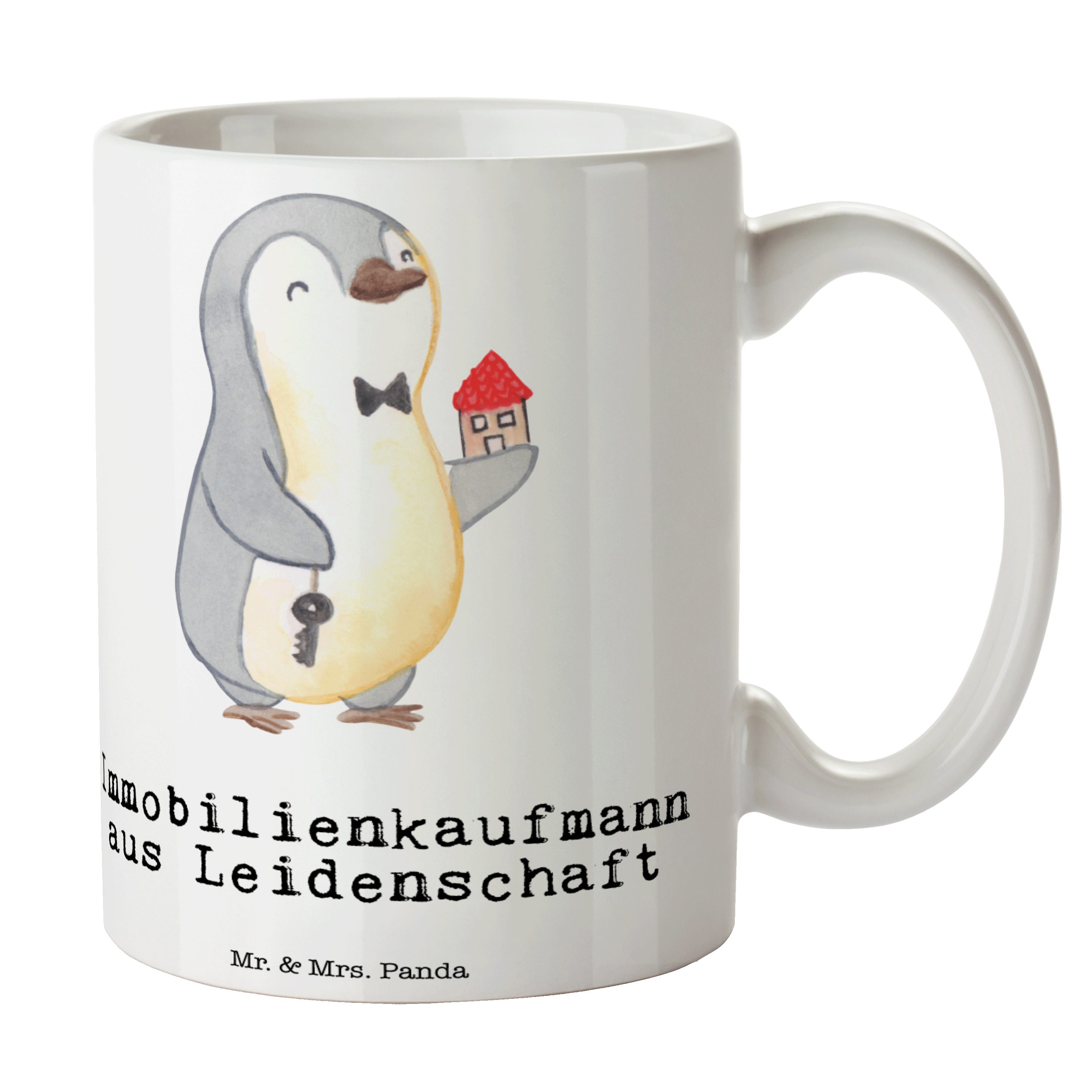 Tasse Tasse Leidenschaft - - Panda & Rente, Mr. M, Keramik Weiß Immobilienkaufmann Geschenk, aus Mrs.