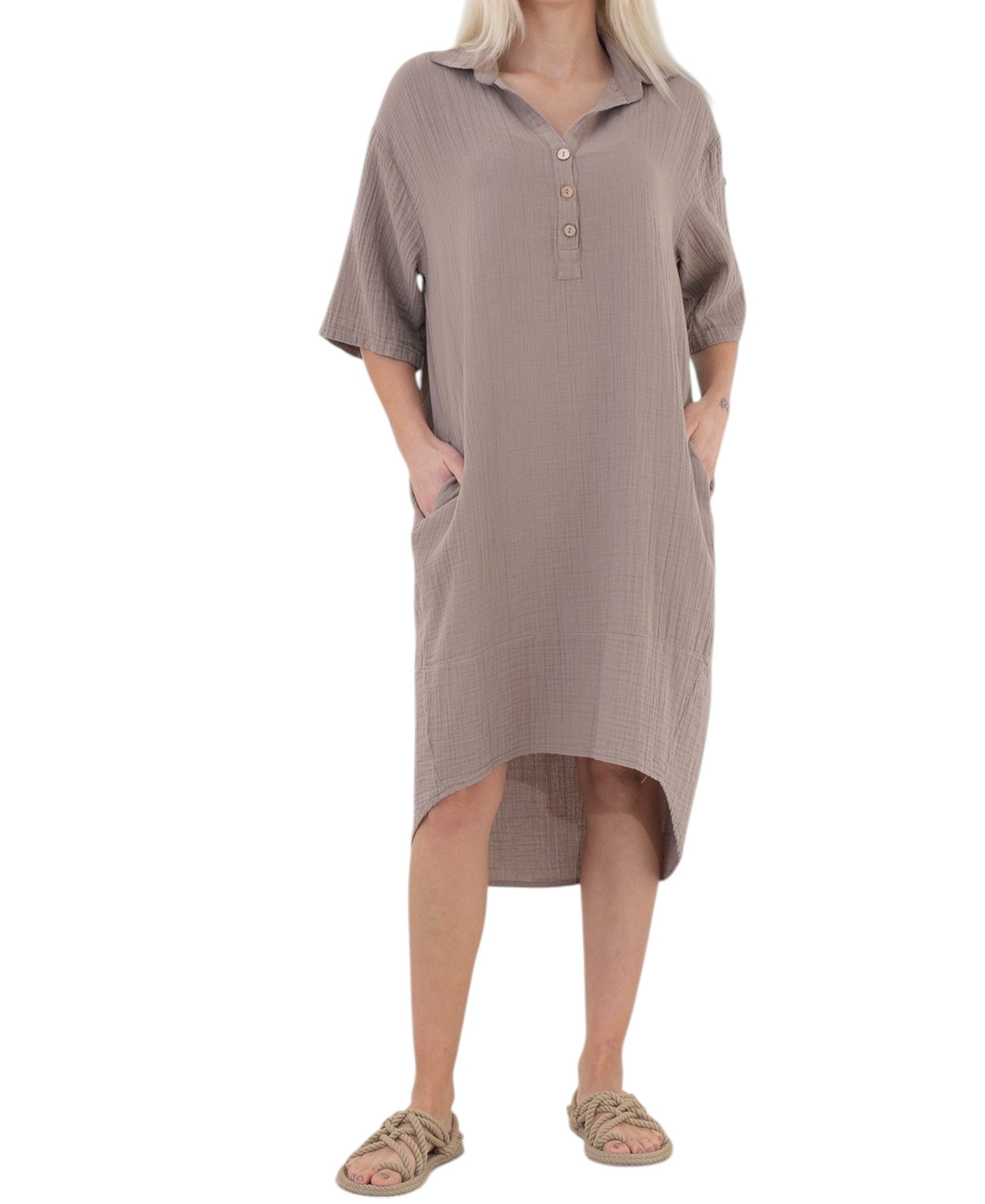 WENOR Blusenkleid Musselin, Rückenausschnitt, 100 % Baumwolle, günstig online kaufen