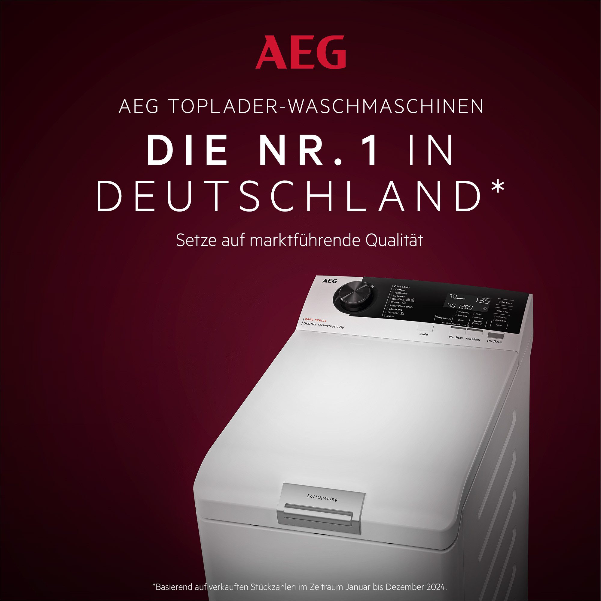 AEG Waschmaschine Toplader 6000 ProSense® LTR6A60370, 7 kg, 1300 U/min, Anti-Allergie-Programm: Entfernt zuverlässig Viren und Bakterien