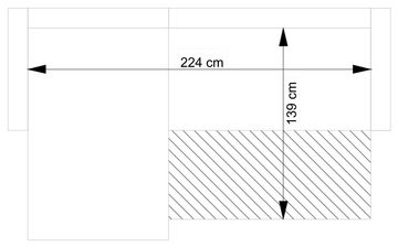 andas Ecksofa MERLE, 258 cm, L-Form, Cord, mit Schlaffunktion, Liegefläche 224 x 139 cm und Bettkasten