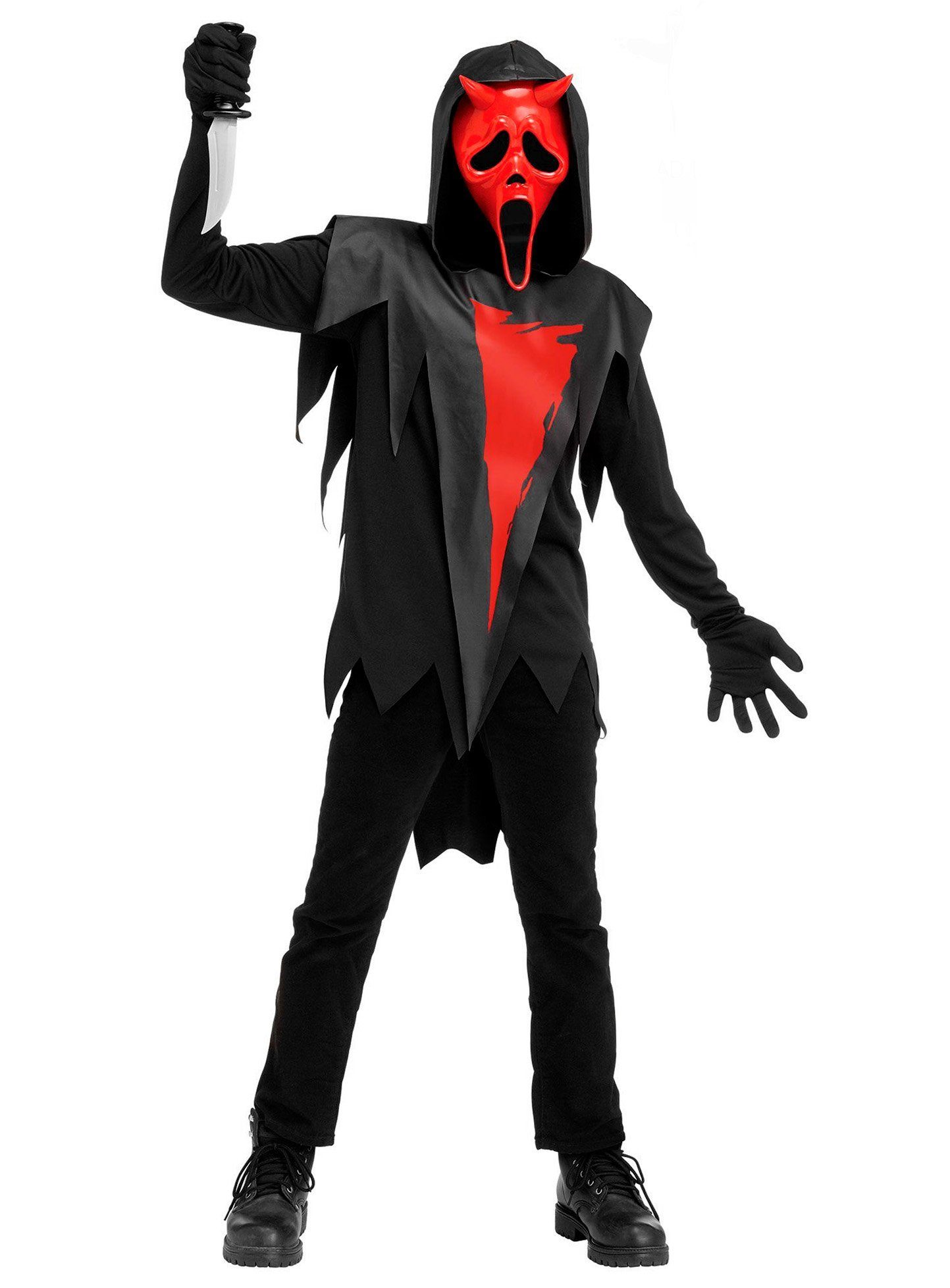 Fun World Teufel-Kostüm Devil Teufel Ghostface - Halloween Kostüm Kinder, Teuflisches Варианты von Ghostface aus dem Horror-Game