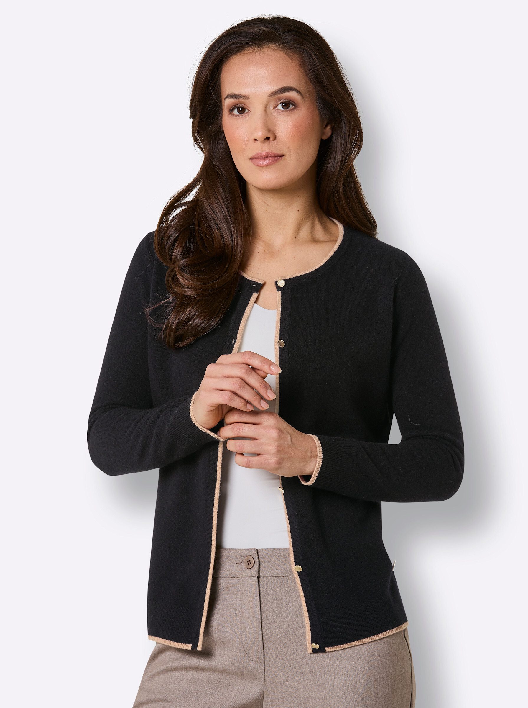 creation L Strickjacke Merino-Strickjacke Langarm Feinstrick, Jersey