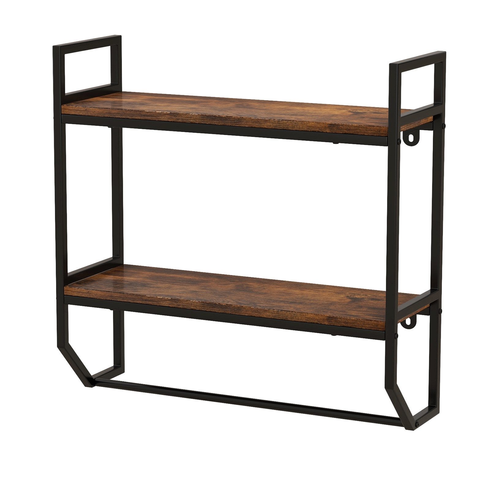 COSTWAY Wandregal, Metallrahmen, 2 Ebenen mit Stange, Industrial, 20x59x58cm