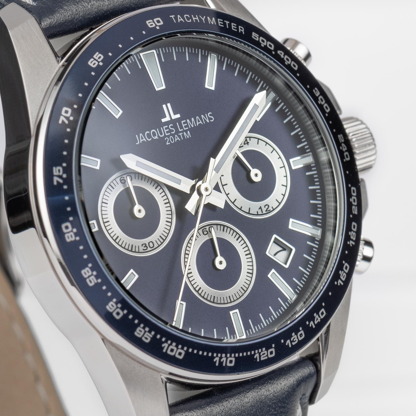 Jacques Lemans Chronograph Liverpool Herrenchronograph, verschraubte Krone