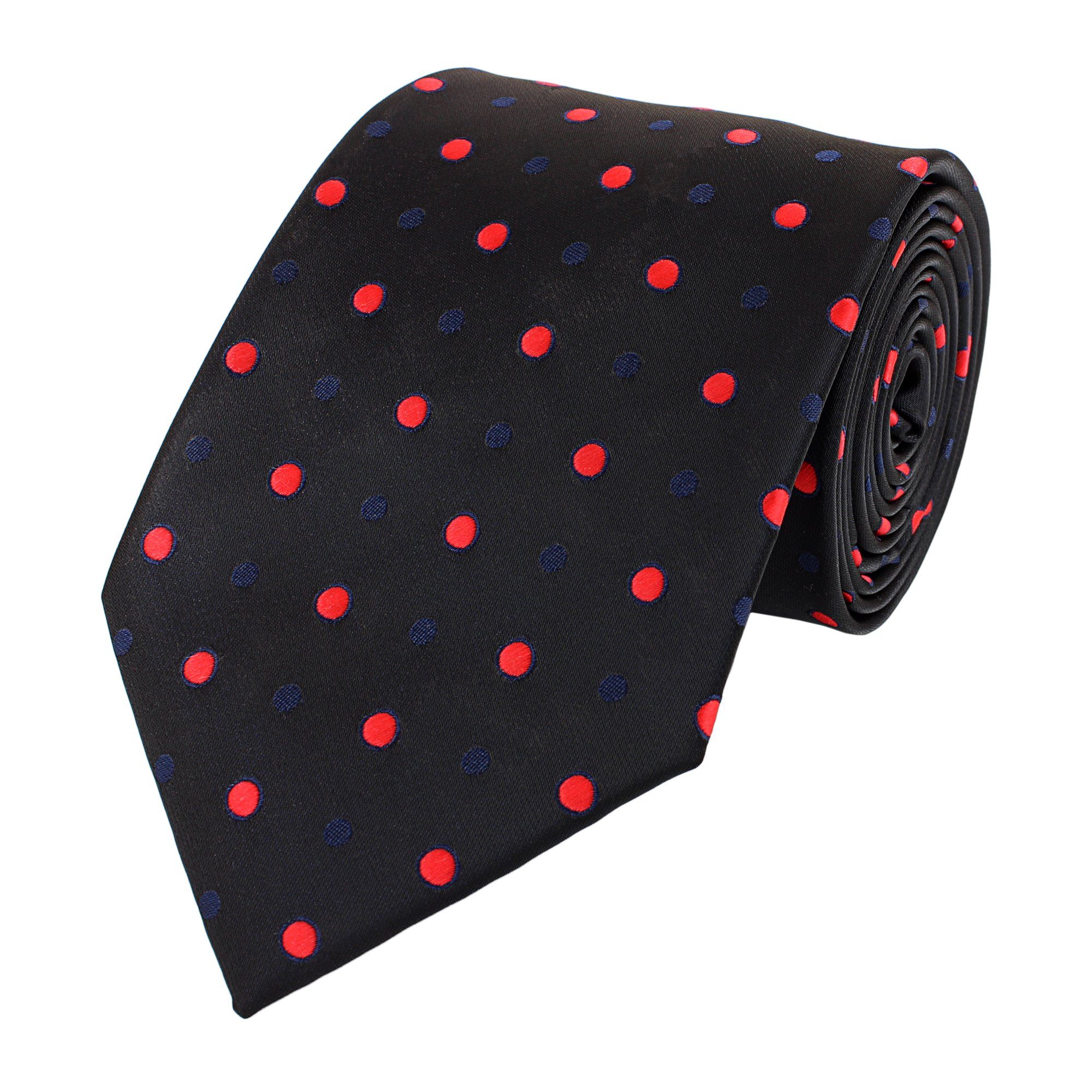 Fabio Farini Krawatte verschiedene Schlips (Dunkelblau, (8cm), Krawatten Box, (ohne Breit Gepunktet) 8cm mit Rot) - Herren Breite in Schwarz Punkten