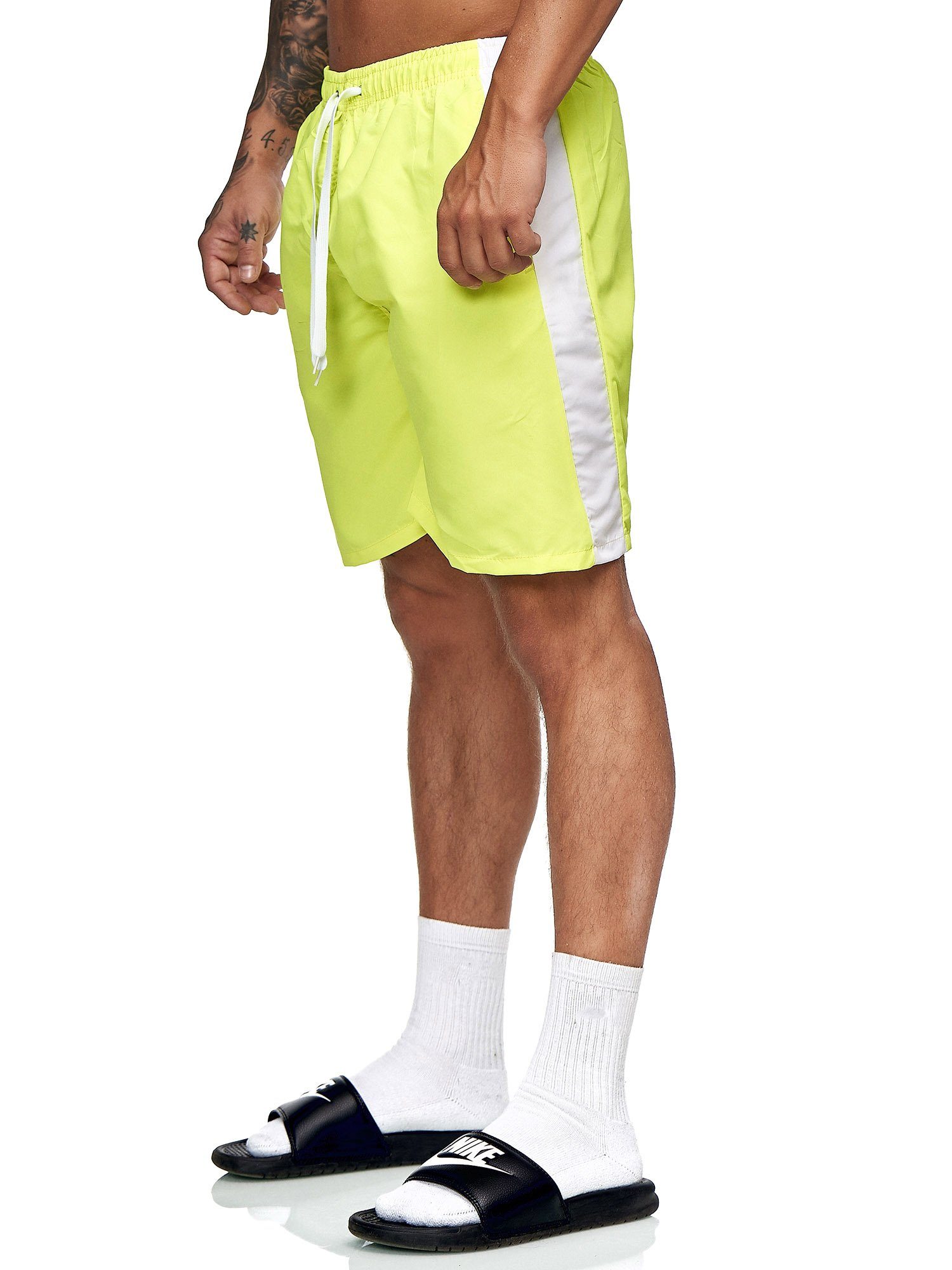 Weiss 400 Casual OneRedox Gelb modischem Hose Sweatpants, BH200 Freizeit im Fitness (Kurze Bermudas 1-tlg., Shorts Design)