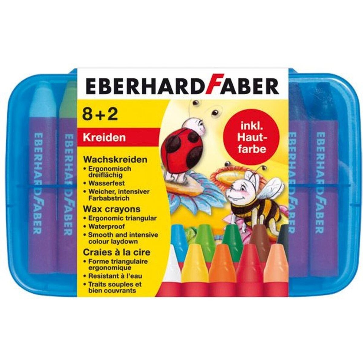 Eberhard Faber Maltuch Wachskreide dreikant VE=8+2 Stück Plastikbox