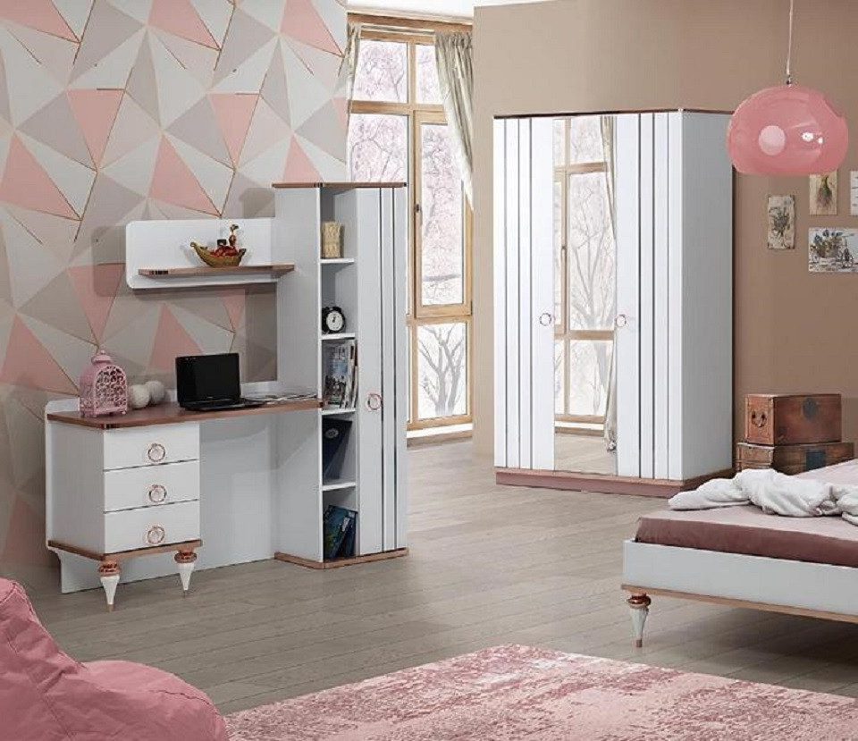 Xlmoebel Jugendzimmer-Set Kleiderschrank mit Schreibtisch in Weiß und modernem Design, (2-tlg., Kleiderschrank + Schreibtisch), Hergestellt in Europa