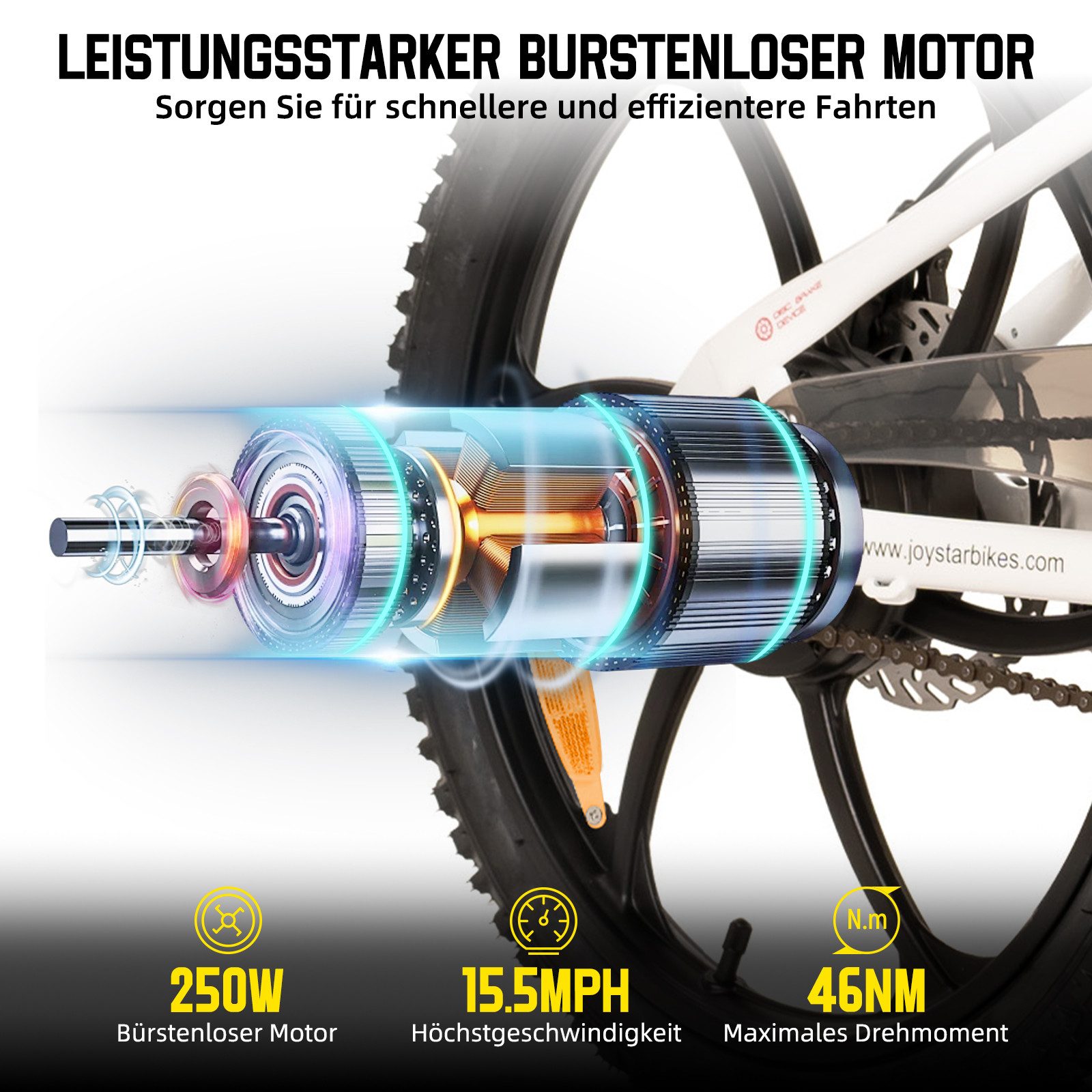 HILAND E-Bike E-Mountainbike 20 Zoll 24V 250W, Einheitsreifen & entnehmbarer Akku, Heckmotor, 124,8 Wh