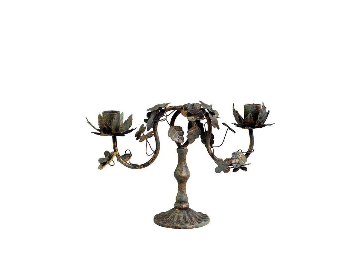Chic Antique Kerzenständer Kerzenhalter Kerzenständer Metall Antique Messing romantische Deko, Detailreiche Metallblätter und Blumen