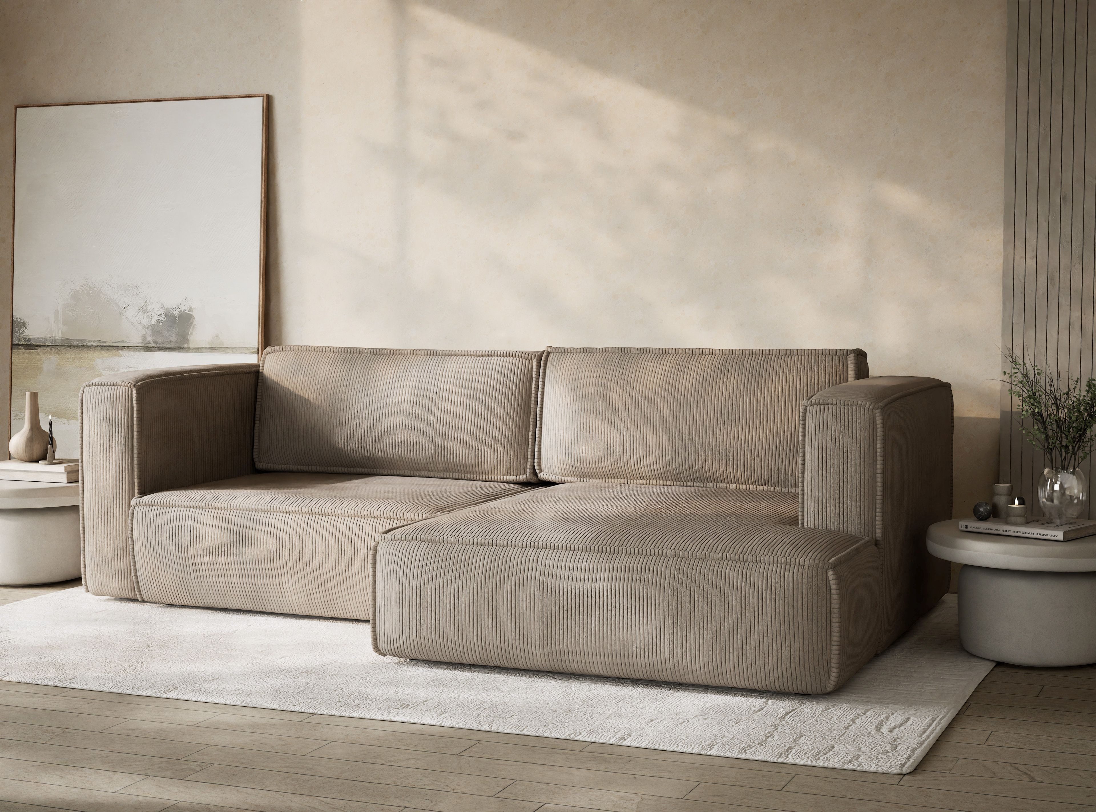 Maison de Rêve Ecksofa Velto mit Schlaffunktion rechts, Ecksofa mit Bettkasten, Schlafsofa, Liegefläche 135x202 cm