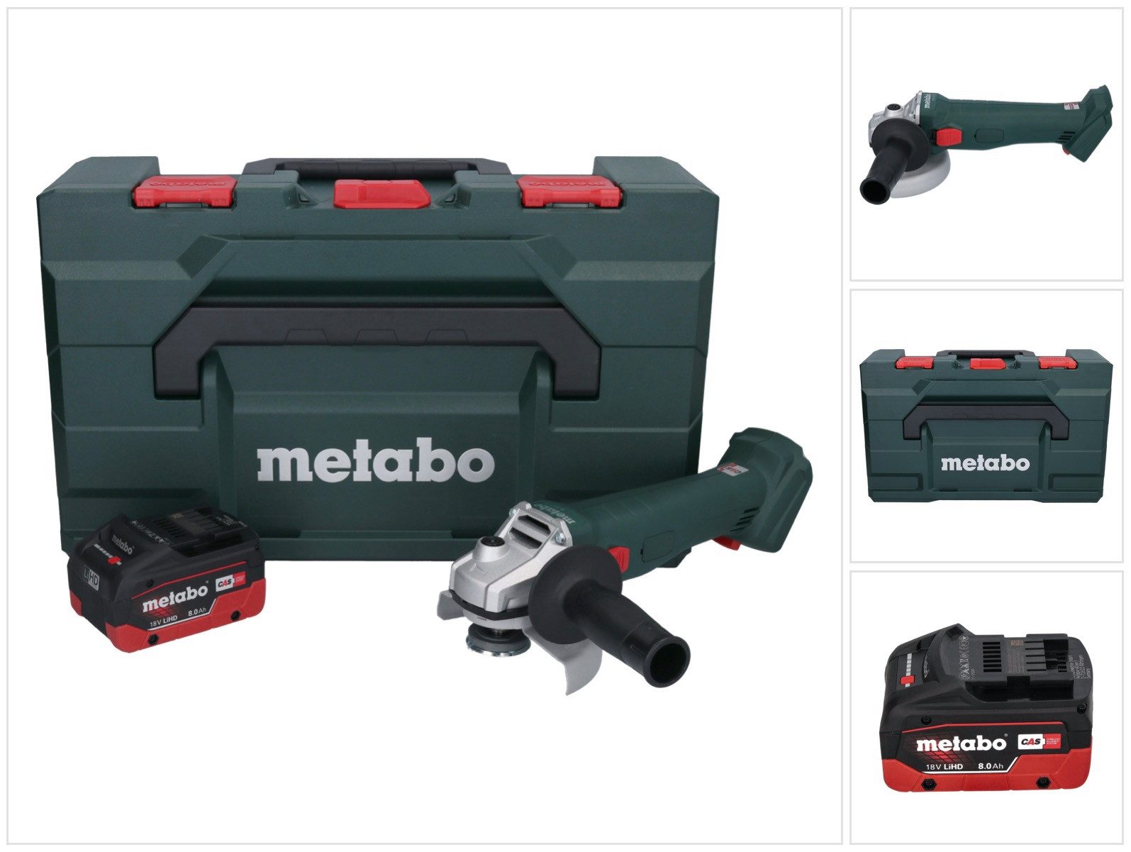 metabo Akku-Winkelschleifer W 18 L 9-125 Akku Winkelschleifer 18 V 125 mm + 1x Akku 8,0 Ah + meta