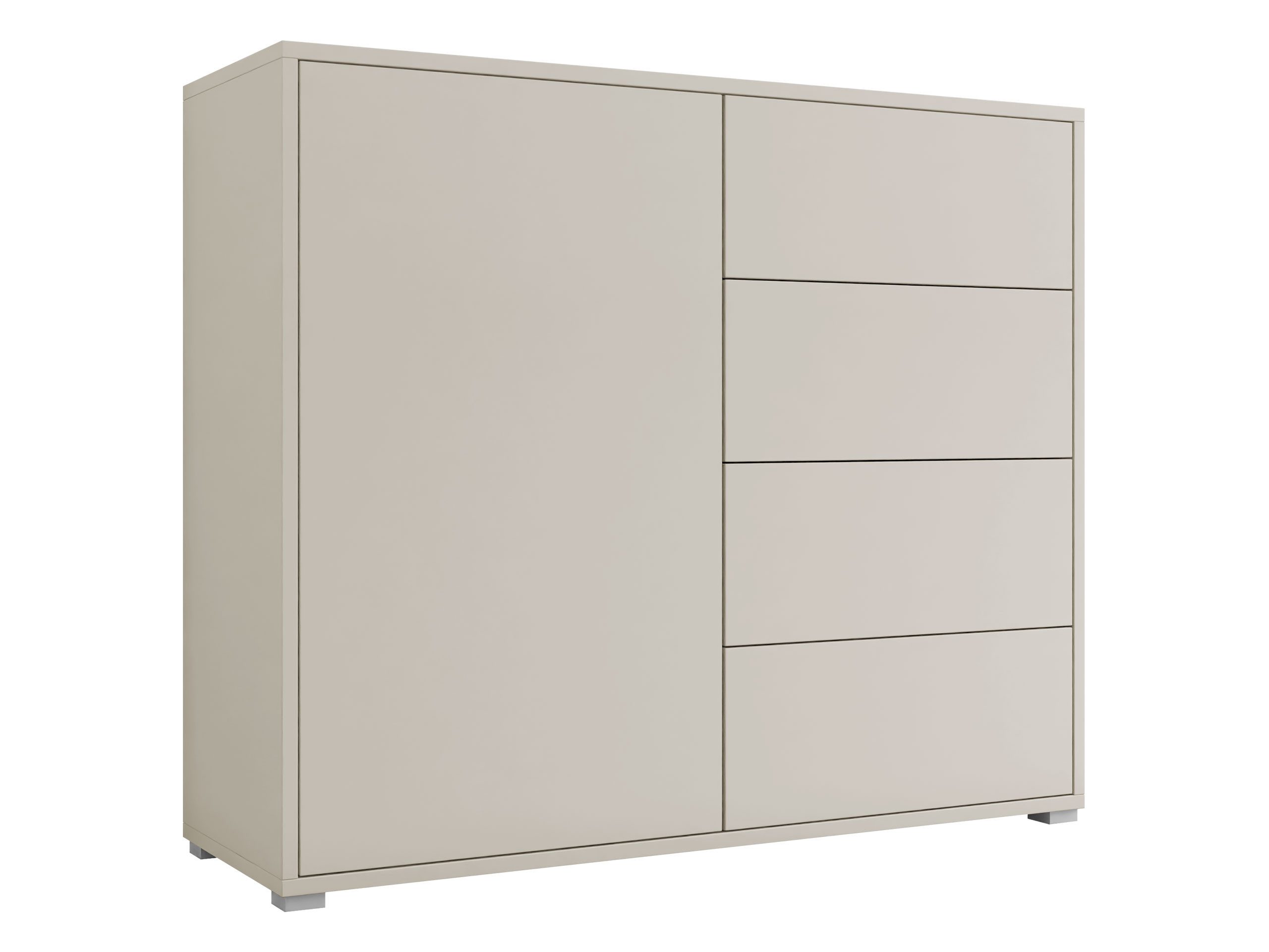 MIRJAN24 Kommode Gesita K1D4SZ (mit 4 Schubladen und Tür), Griffloses Öffnungssystem