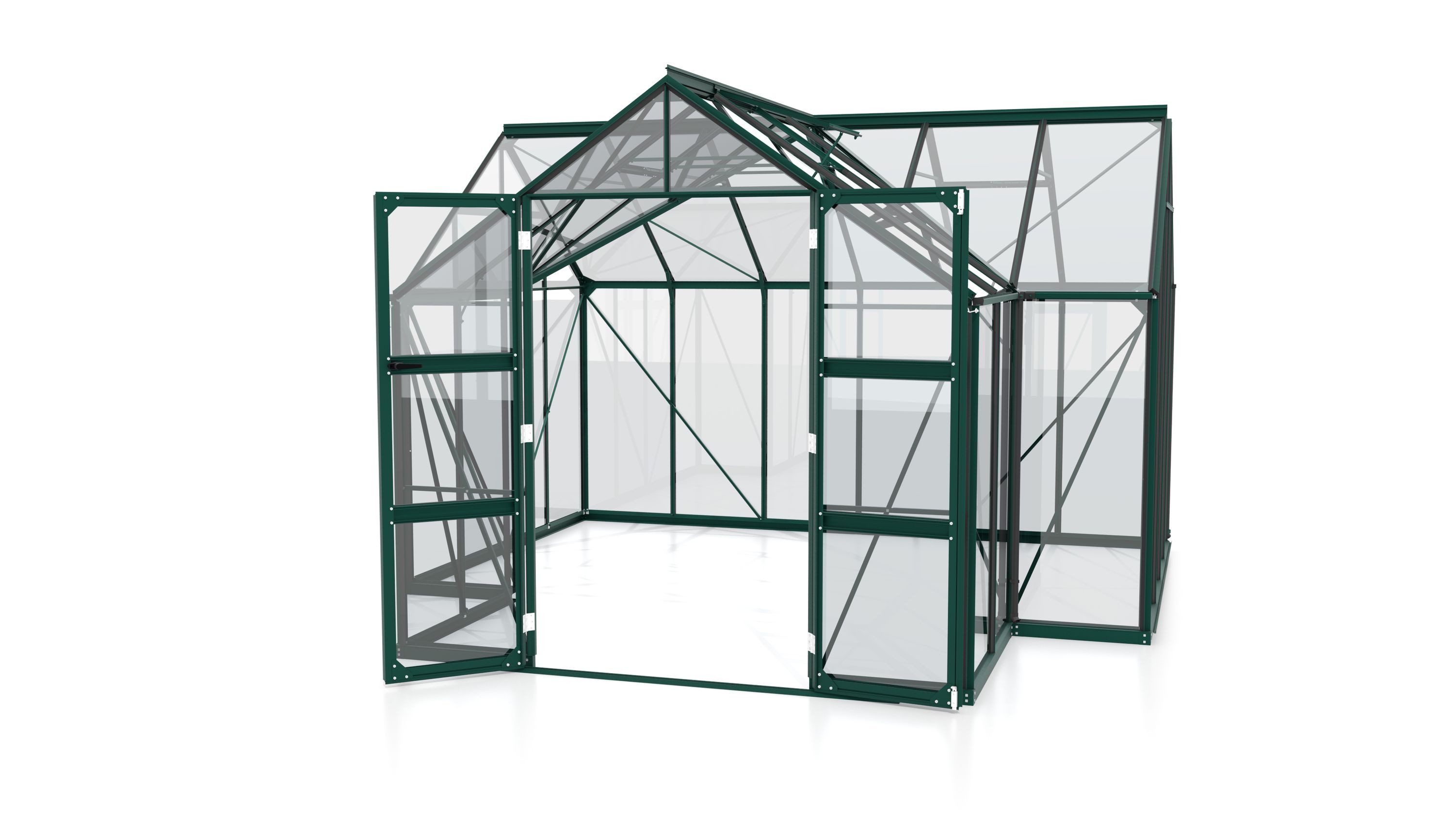 Gewächshaus Clarus ESG3mm, smaragd Alu B 3,83 x T 3,83 x H 2,54 m