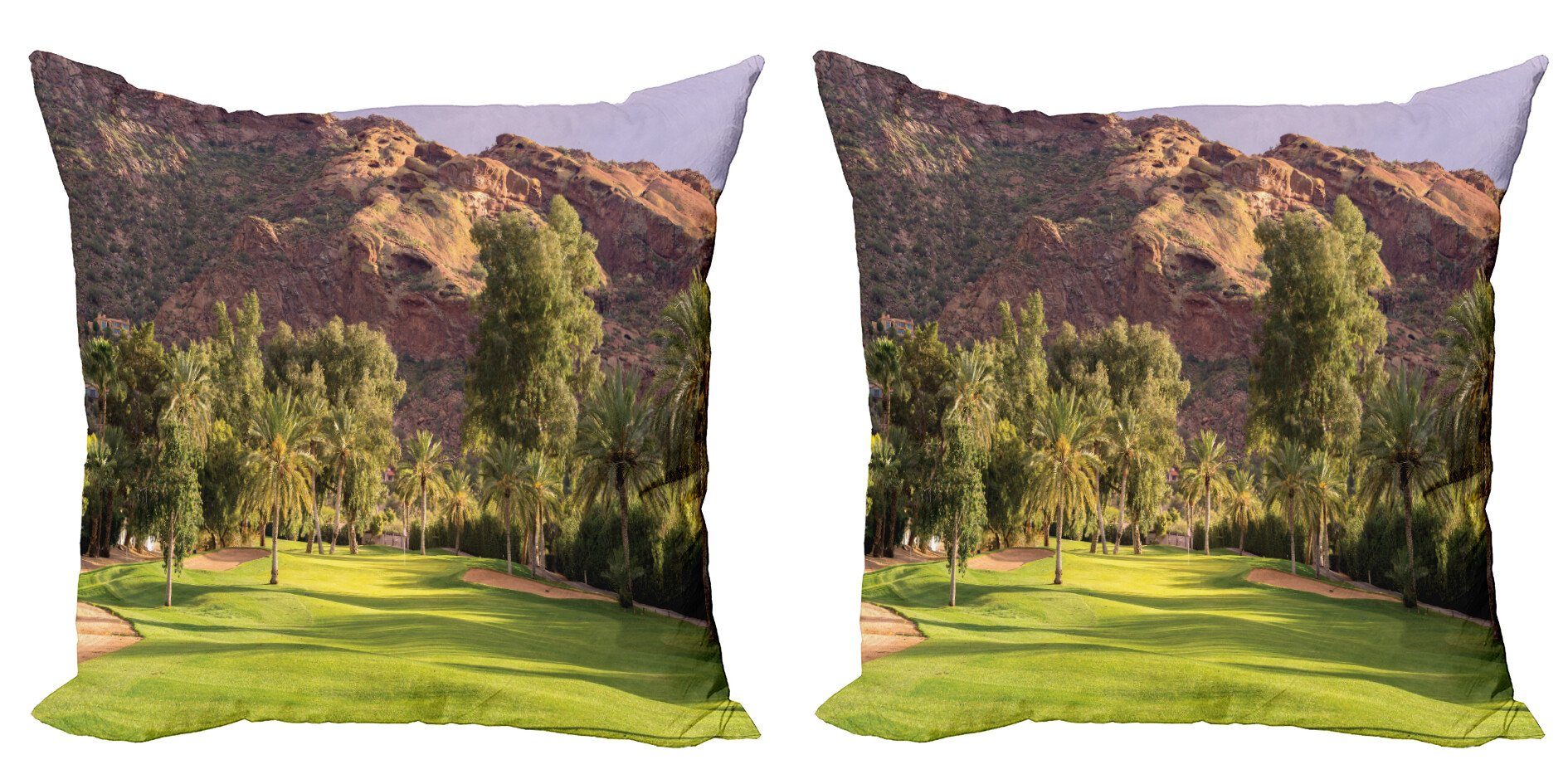 Kissenbezüge Modern Accent Doppelseitiger Digitaldruck, Abakuhaus (2 Stück), Golf Scenic Cliffs Wüste Course