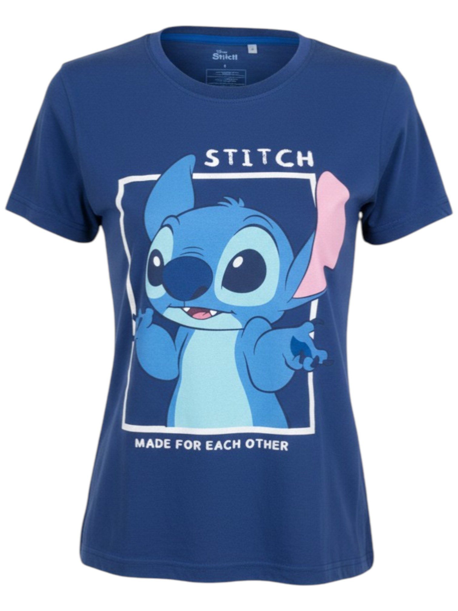 Lilo & Stitch T-Shirt MADE FOR EACH OTHER Damen Jersey Kurzarmshirt aus Baumwolle Gr. S - XL