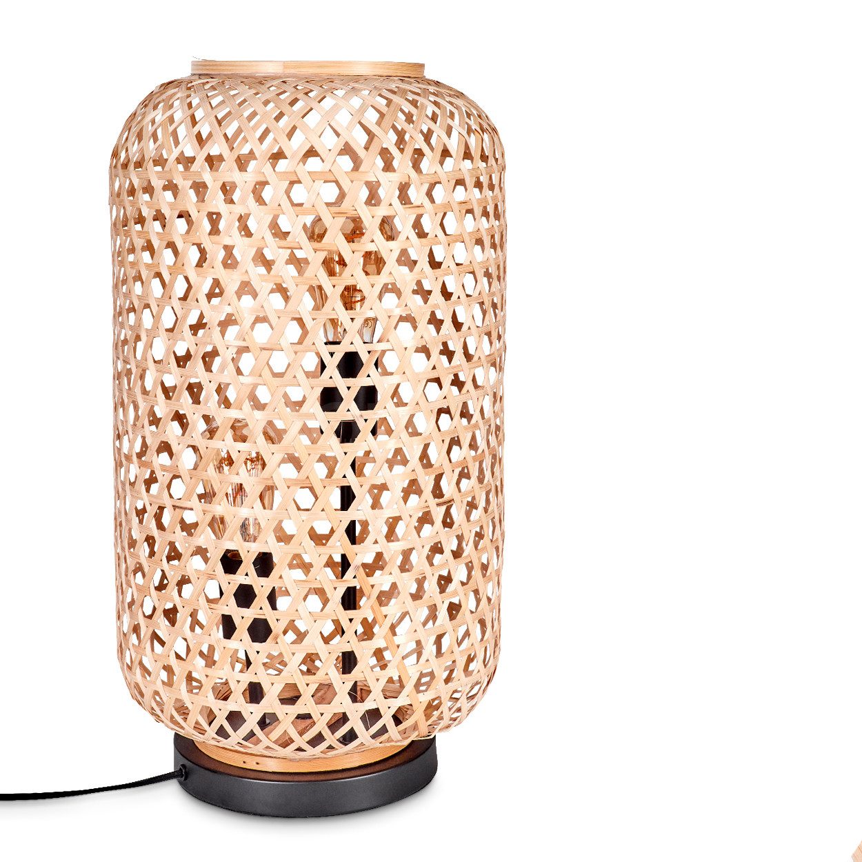 hofstein Tischleuchte moderne Boho Tischlampe aus Metall/Bambus in Schwarz/ günstig online kaufen