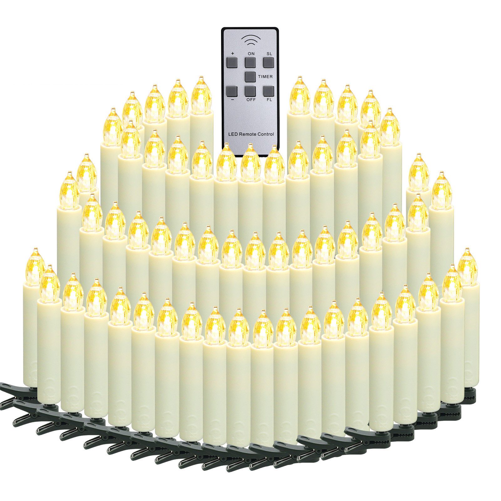 Gotoll LED-Christbaumkerzen LZ20-40 20/30/40er Kabellose Weihnachtsbaum kerzen, Weihnachtskerzen kabellos Weihnachtsbaumschmuck mit Fernbedienung