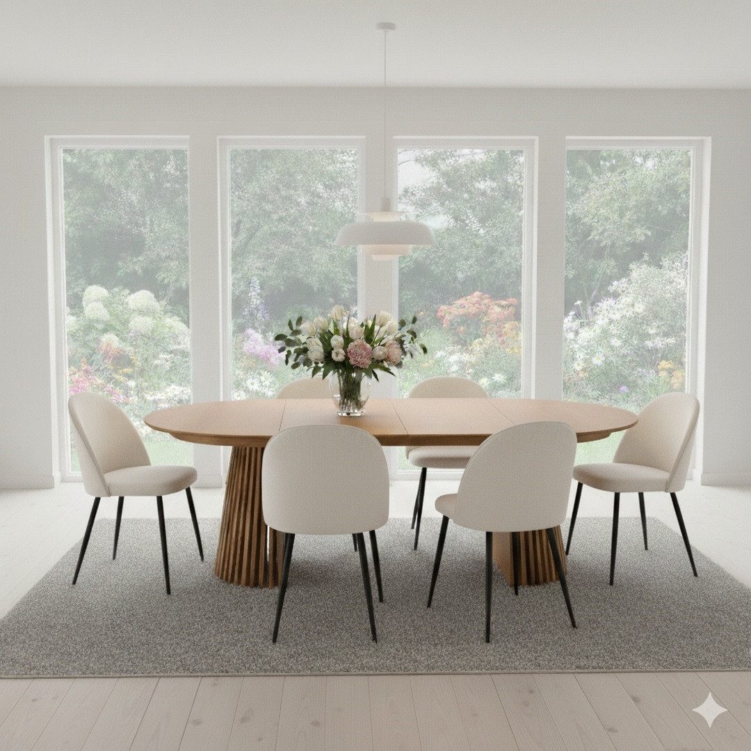ebuy24 Essgruppe Tokyo Essgruppe Esstisch natur, 6 Stühle aus beige, (7-tlg günstig online kaufen