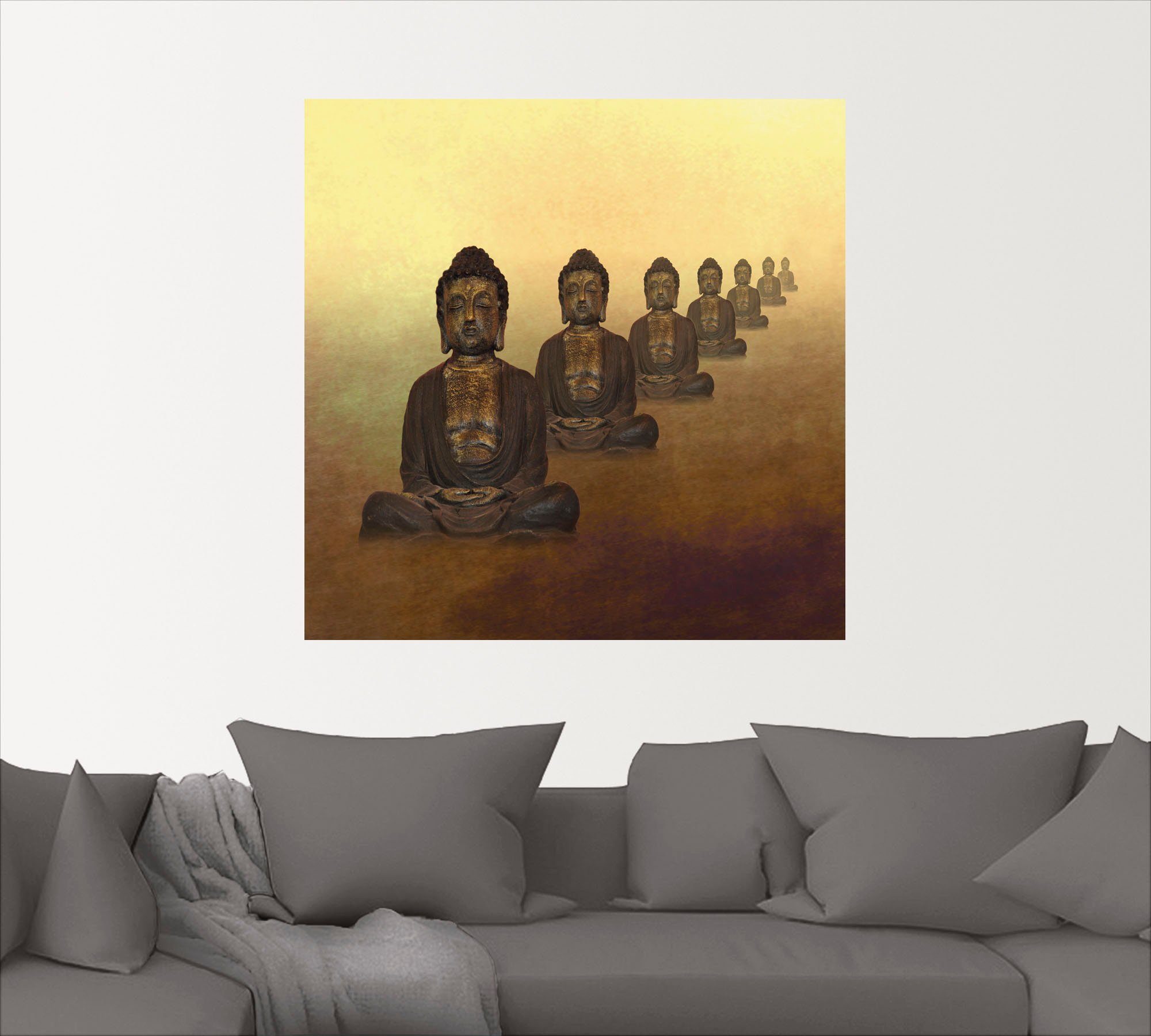 Wandbild Religion Größen als in versch. oder Artland Wandaufkleber Buddha Poster Alubild, II, Leinwandbild, (1 St),