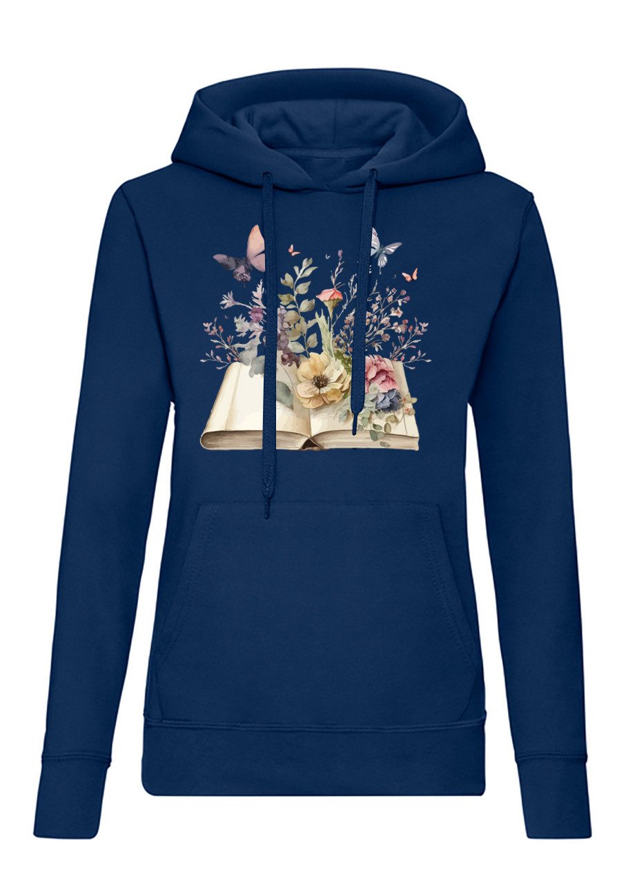 Hoodie OpenBooksFlowers Damen Hoodie Buchblumen Print Kapuze Freizeit