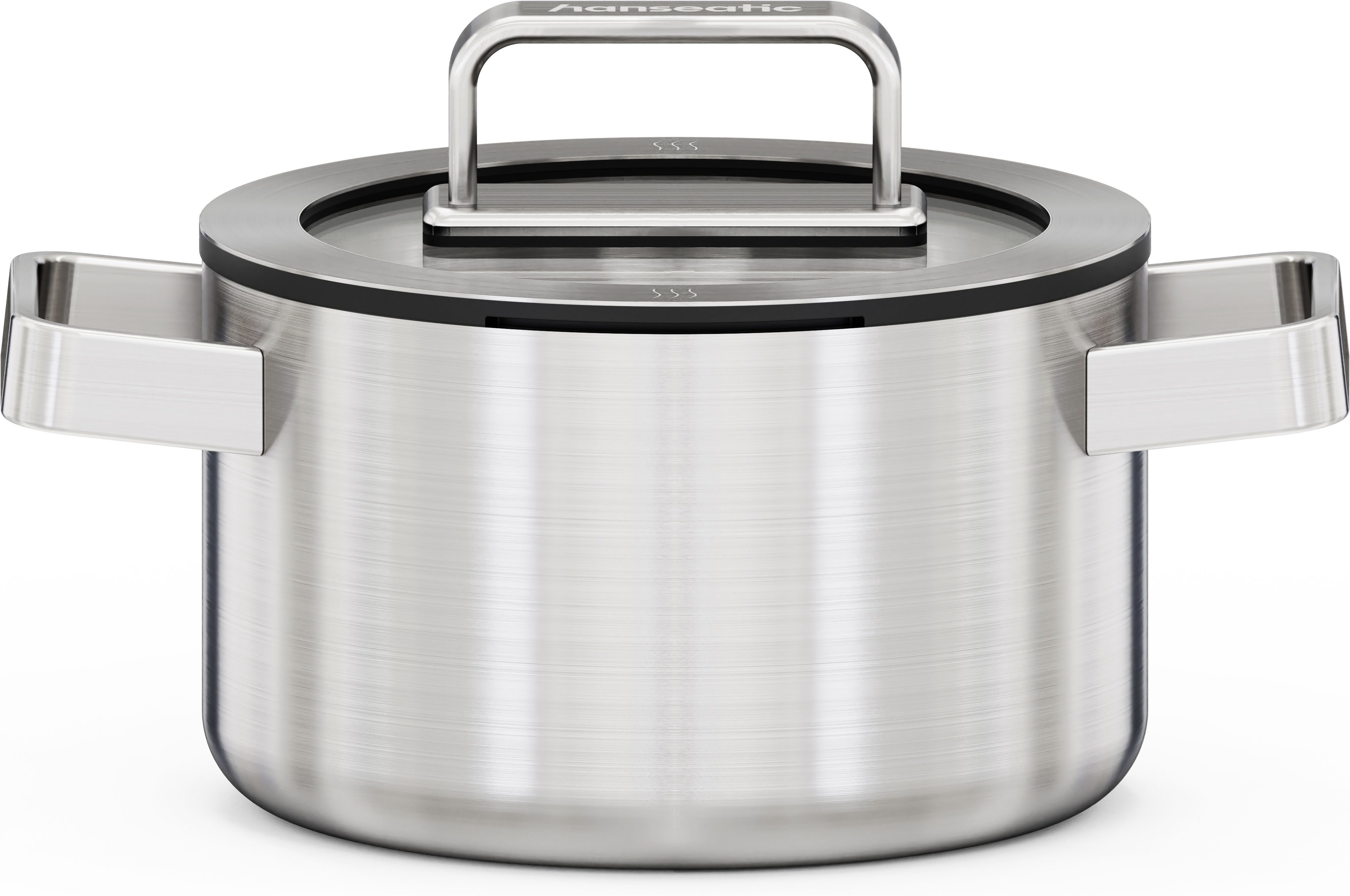Hanseatic Kochtopf PREMIUM, Edelstahl (1-tlg), handfreundliche Griffe, Literskala, Glasdeckel, Induktion