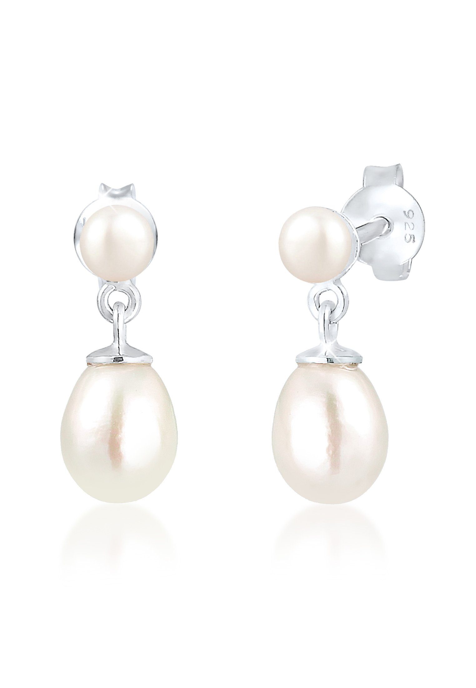 Paar Ohrhänger Stecker Süsswasserzuchtperle Klassik 925 Silber