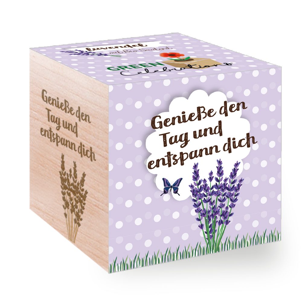 Feel Green Blumenerde Green Celebrations Ecocube, Lavendel «Genieße Den Tag», (1-St)