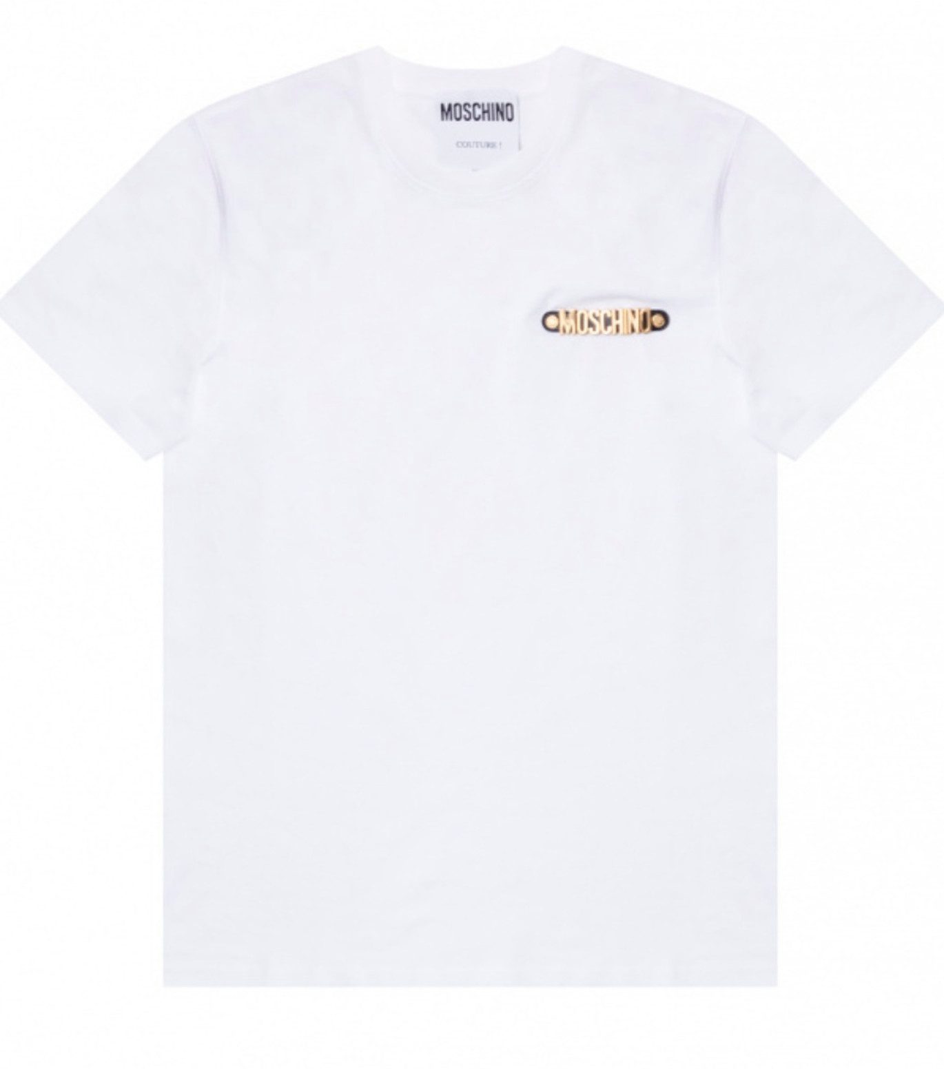 Moschino T-Shirt COUTURE T-shirt Metal Gold Logo Top Iconic Shirt Regular Fit Bnwt