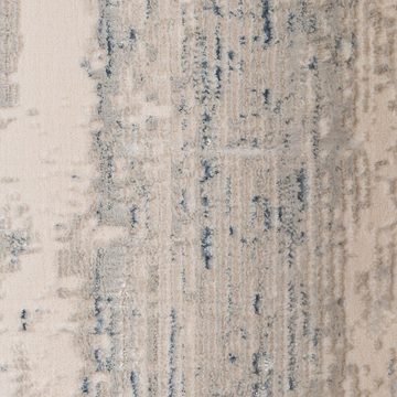 Teppich Moderner feiner Wohnzimmer-Teppich, glänzend, blau-weiß, Teppich-Traum, rechteckig, Höhe: 4 mm