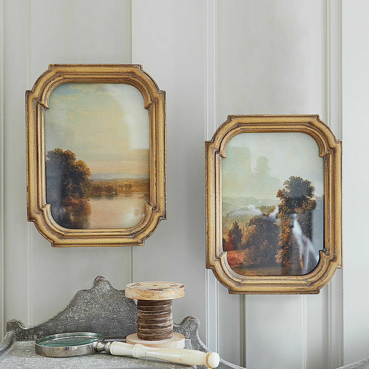 Mirabeau Wanddekoobjekt Bild 2er Set Fleuroix antikgold, none – Bild 2 von 3