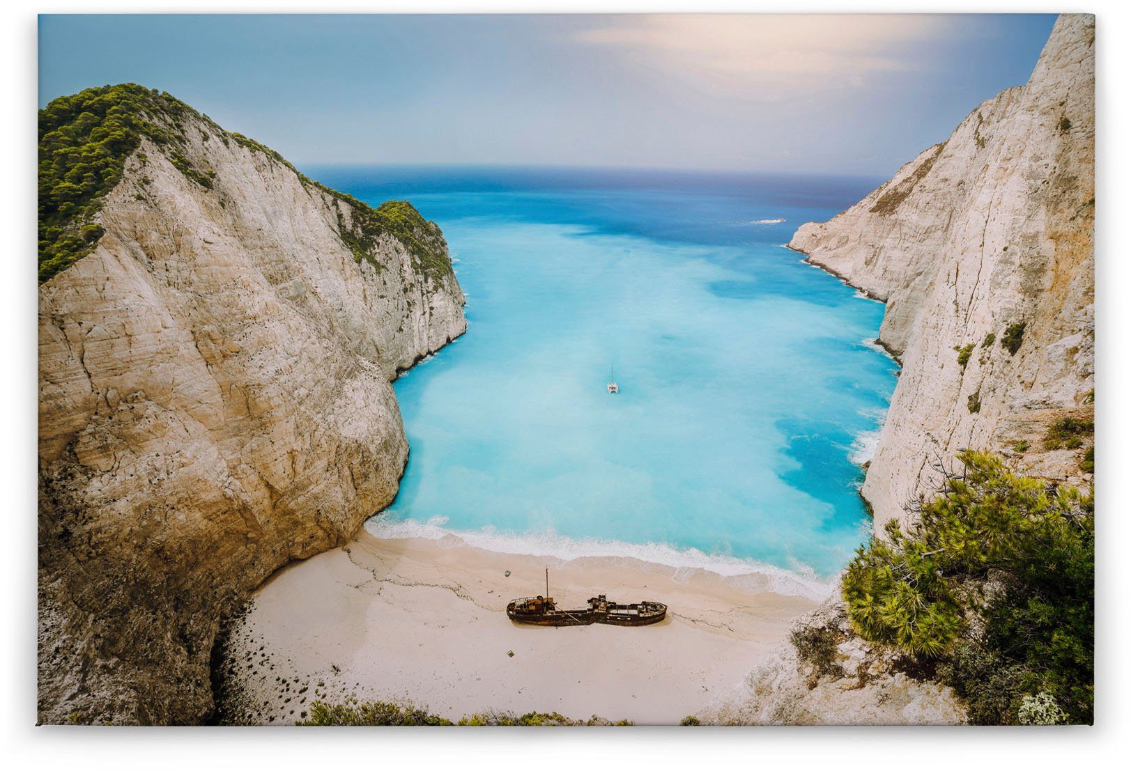 A.S. Création Bay, Bucht Sommer Meer Greek Leinwandbild Strand (1 St), Keilrahmen