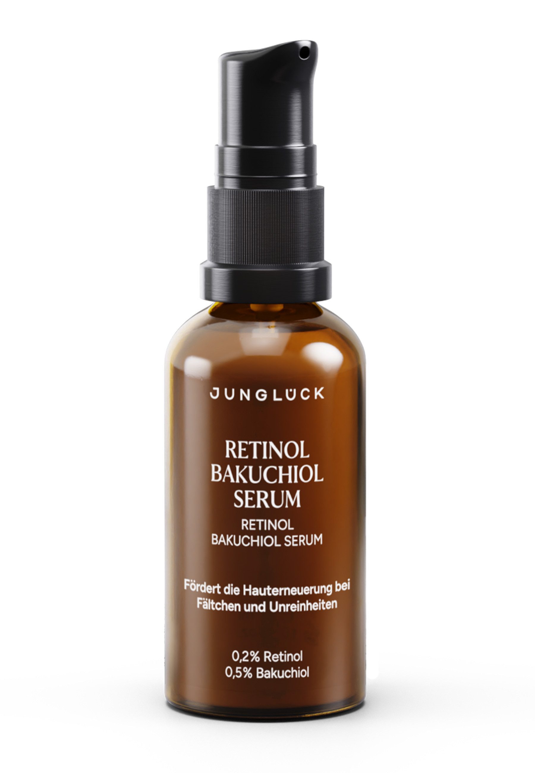 JUNGLÜCK Gesichtsserum Retinol Bakuchiol Serum, mildert Linien & Fältchen, 1-tlg., Unterstützt die Zellerneuerung & sorgt für ein ebenmäßigeres Hautbild