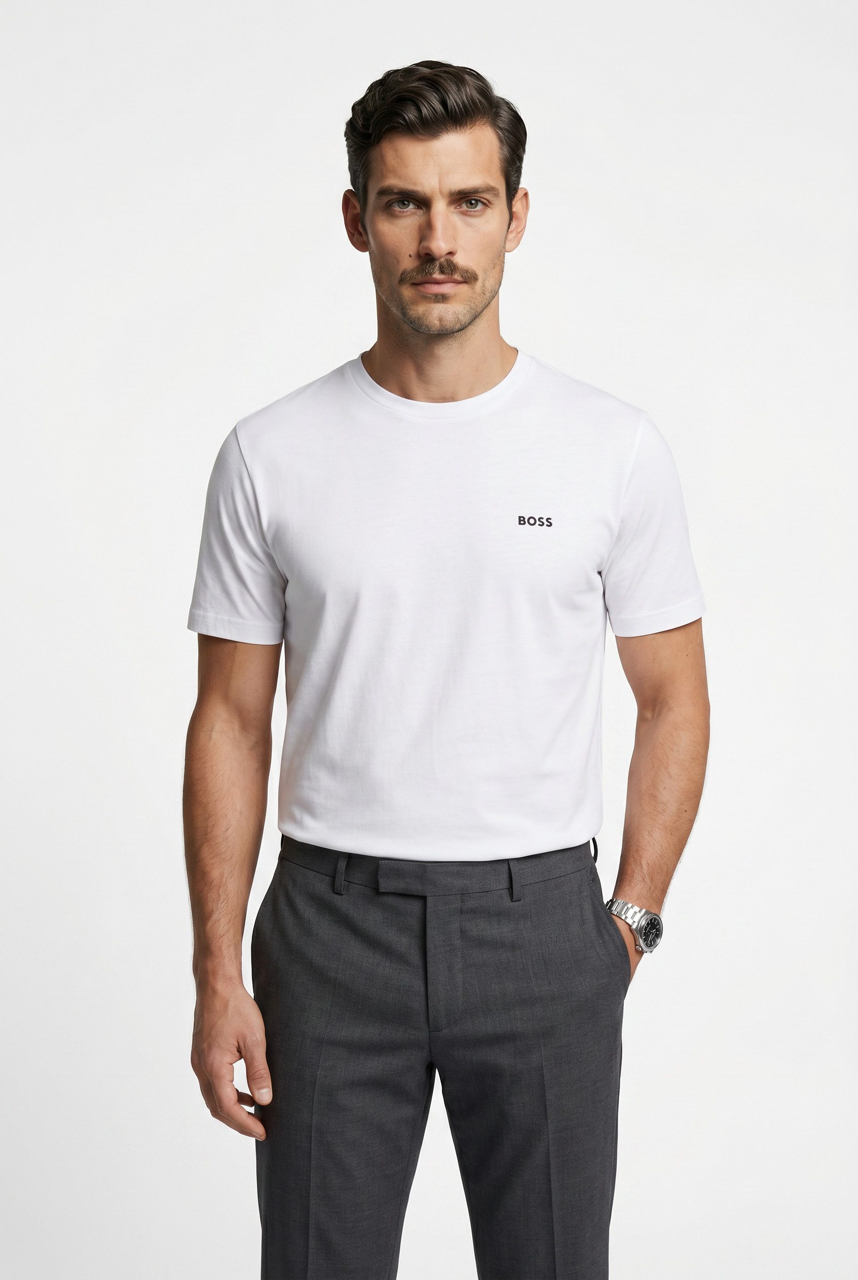 BOSS GREEN T-Shirt Tee 3Pack Regular Fit (Packung, 3-tlg., 3er-Pack) Stretch Jersey Cotton, Logo on Chest, Sparpackung