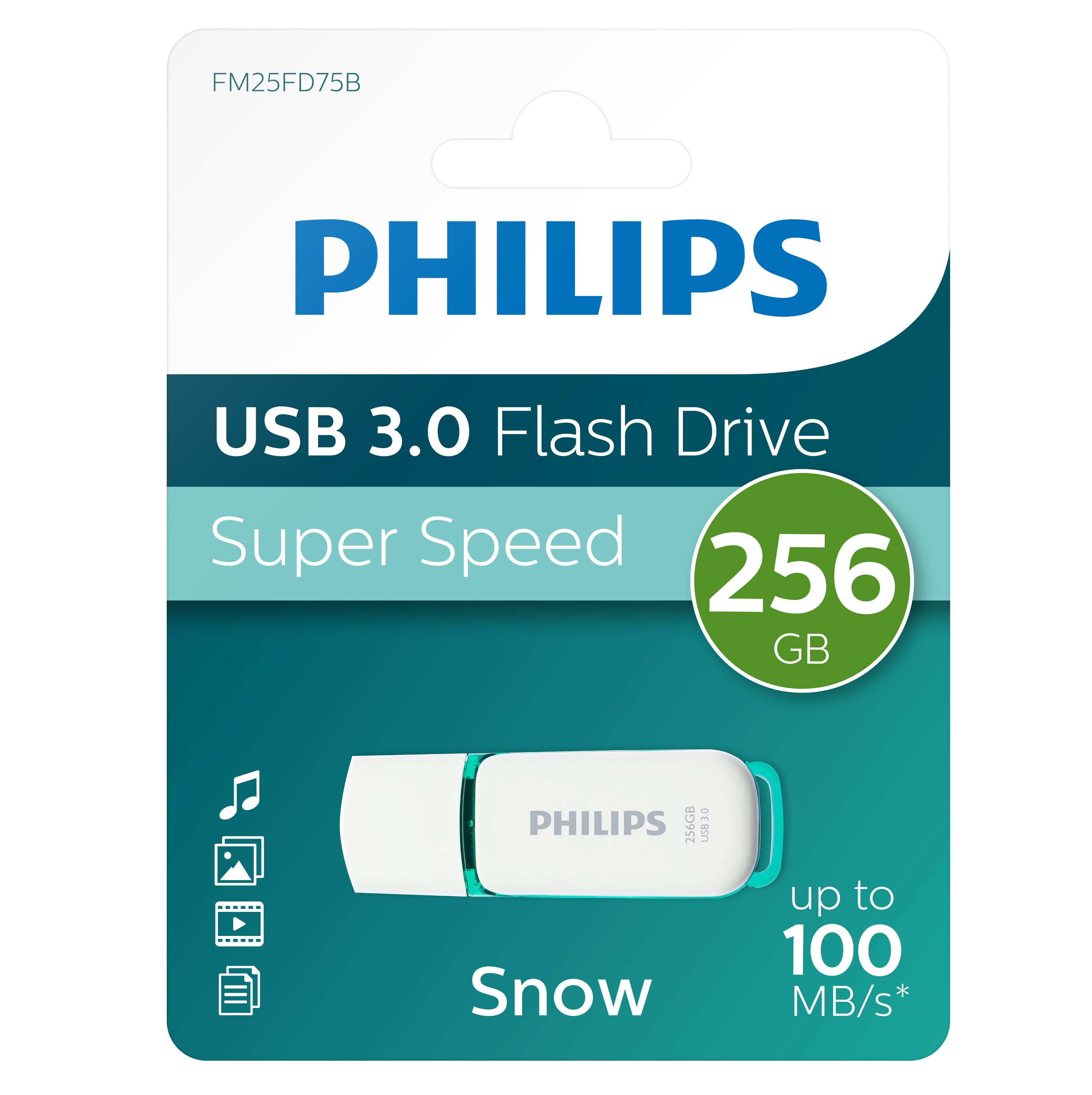 Philips FM25FD75B/00 USB-Stick (USB 3.0, Lesegeschwindigkeit 100,00 MB/s, Spring Green®, 256GB, USB3.0, LED, 1er Pack)
