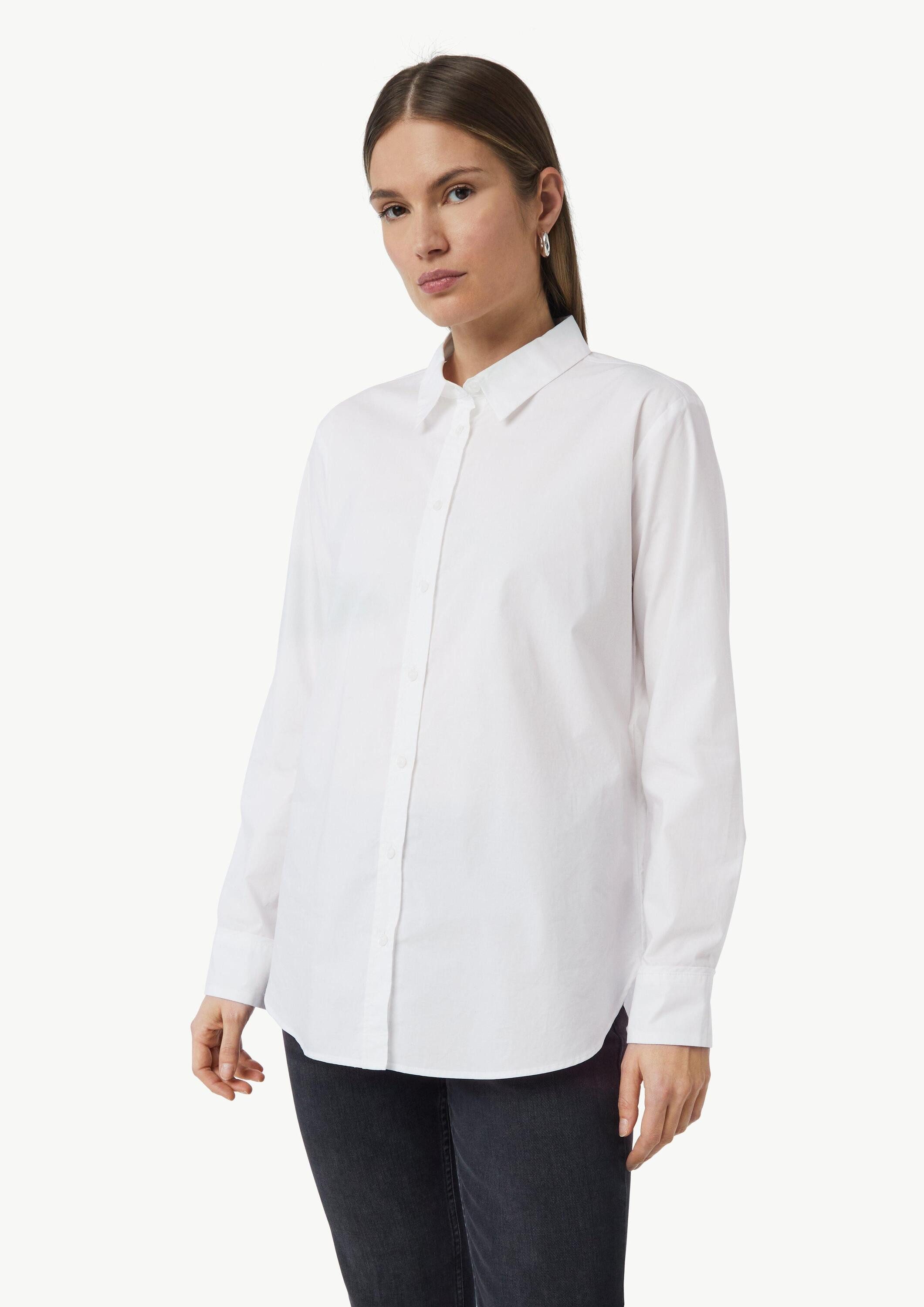 comma Langarmbluse Bluse Locker geschnittene Baumwollbluse mit Eingrifftaschen