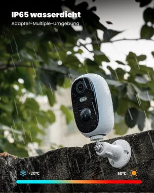 ieGeek 2K HD Überwachungskamera Aussen Akku 3MP Batteriebetriebene Kamera Überwachungskamera (Aussen, Außenbereich, Innen, mit PIR-Bewegungserkennung, Farbnachtsicht, 2-Wege-Audio, Sirene/Weißlichtalarm,Kabellos Wiederaufladbare IP Kamera, Mit anderen Familienmitgliedern teilen, All in 1 APP)