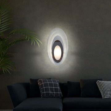 etc-shop LED Wandleuchte, LED-Leuchtmittel fest verbaut, Warmweiß, Wandleuchte Wohnzimmerlampe Glas Schirm oval satiniert LED warmweiß