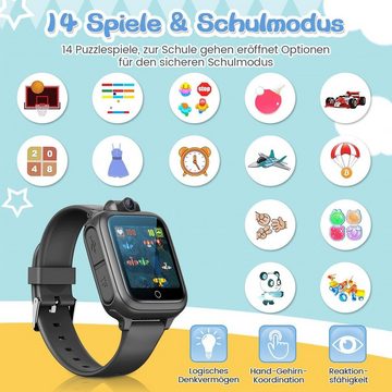 Awatty tolle Geschenke für Mädchen und Jungen Smartwatch (1.54 Zoll, Android / iOS), Mit 90° drehbare Kamera, 14 Spiele, 10 Sprachen, Wecker, Modische